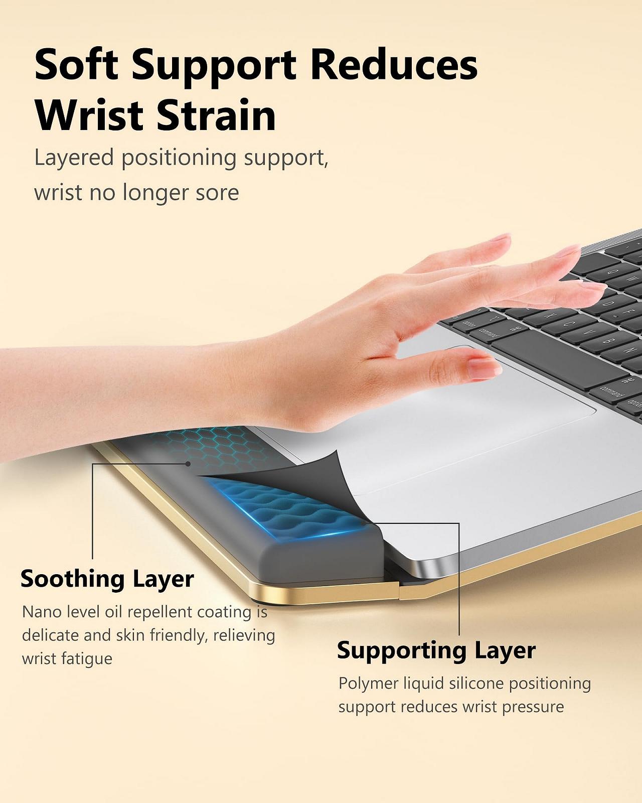 Подставка для ноутбука NTMY с поддержкой запястья для стола, вентилируемая, эргономичная с подкладкой для запястья, фото №3