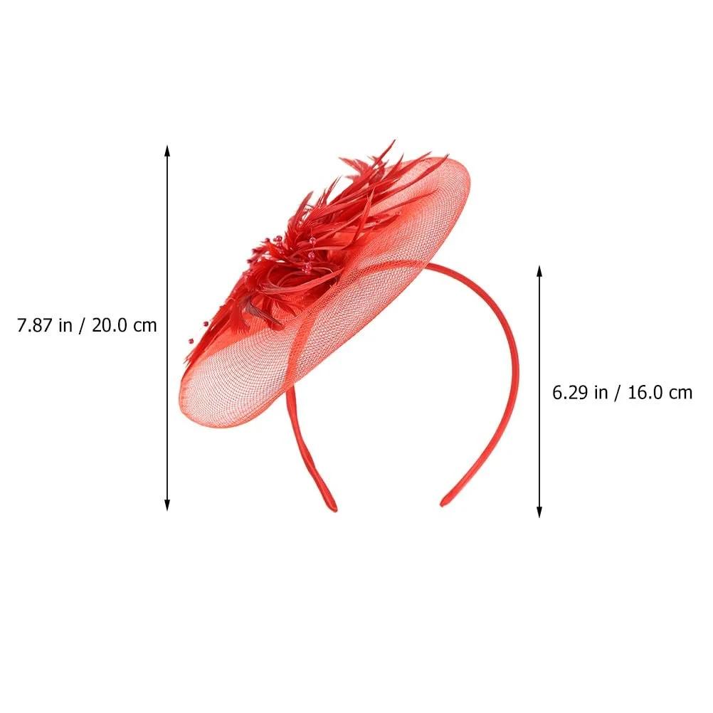 Капелюшок для вечірки ABOOFAN з квітами та пір'ям, елегантний, червоний, фото №5 Капелюшок для вечірки ABOOFAN з квітами та пір'ям, елегантний, червоний, фото №5