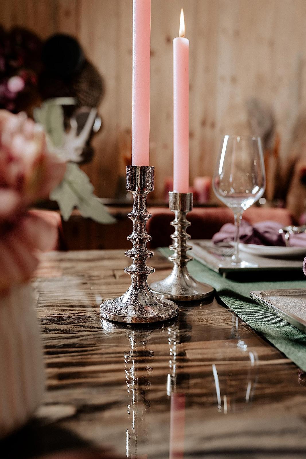 Набор Свечники Алюминий Серебряный Декор H 15 и 19 см, фото №4