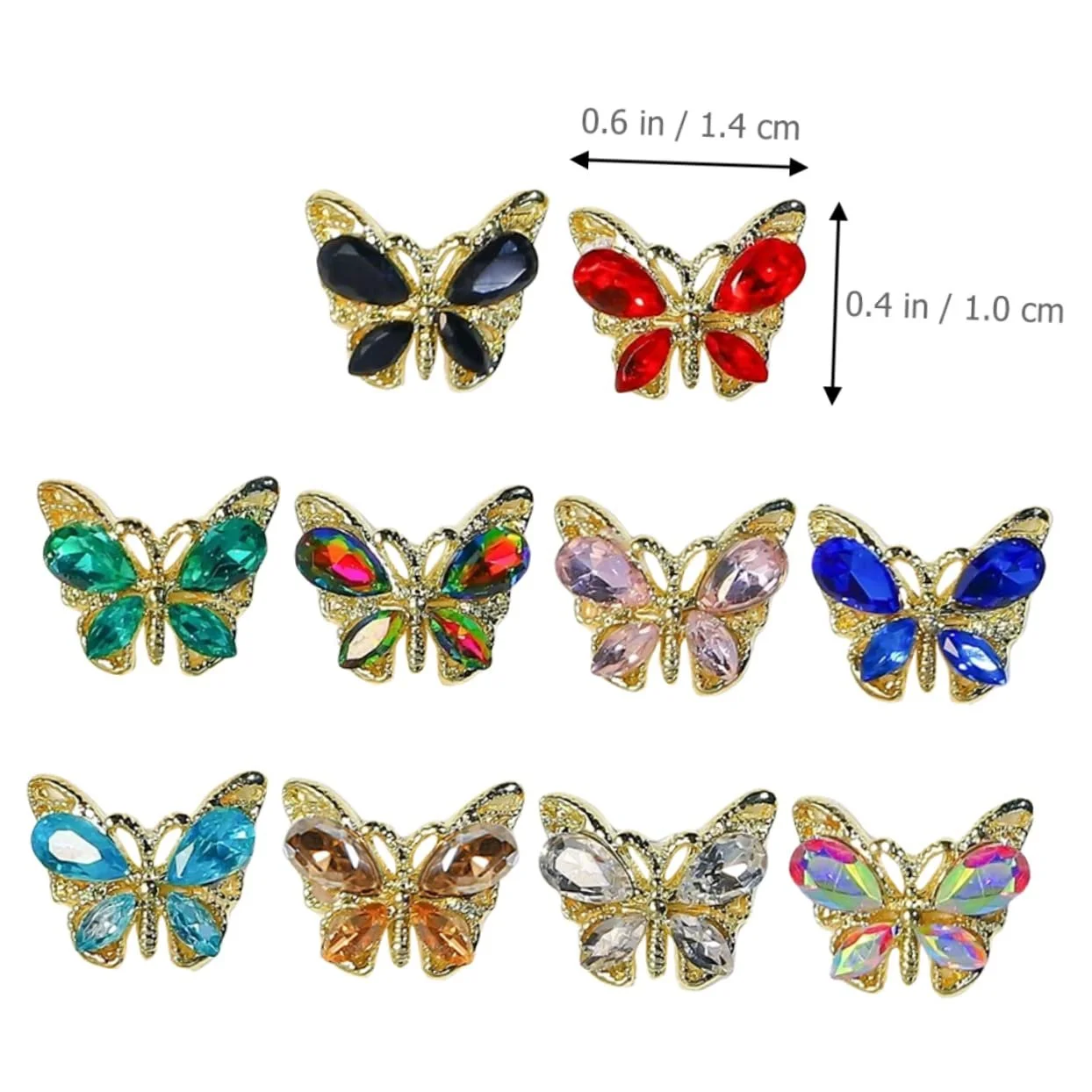 Стрази для нігтів Healeved Метелики, 10 шт, прикраси для манікюру, фото №5