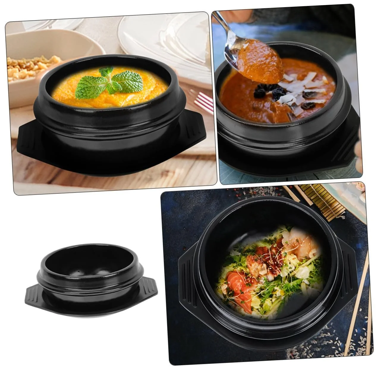 Горщик для бібімбапа iplusmile керамічний з ручками термостійкий, фото №4 Горщик для бібімбапа iplusmile керамічний з ручками термостійкий, фото №4