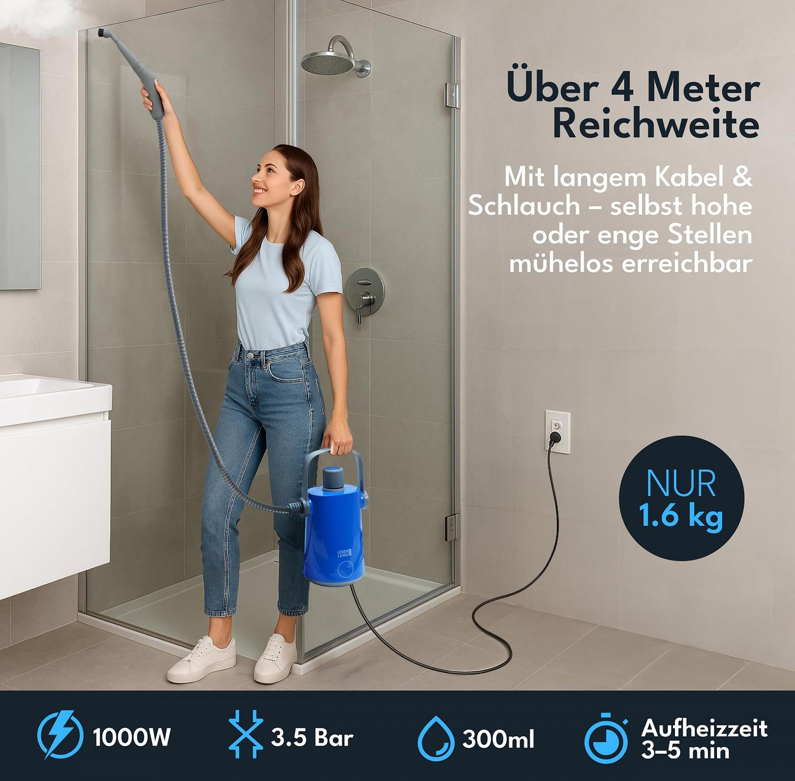 Ручной пароочиститель LEBENLANG Electric 1000 Вт, 3.5 бар, фото №2