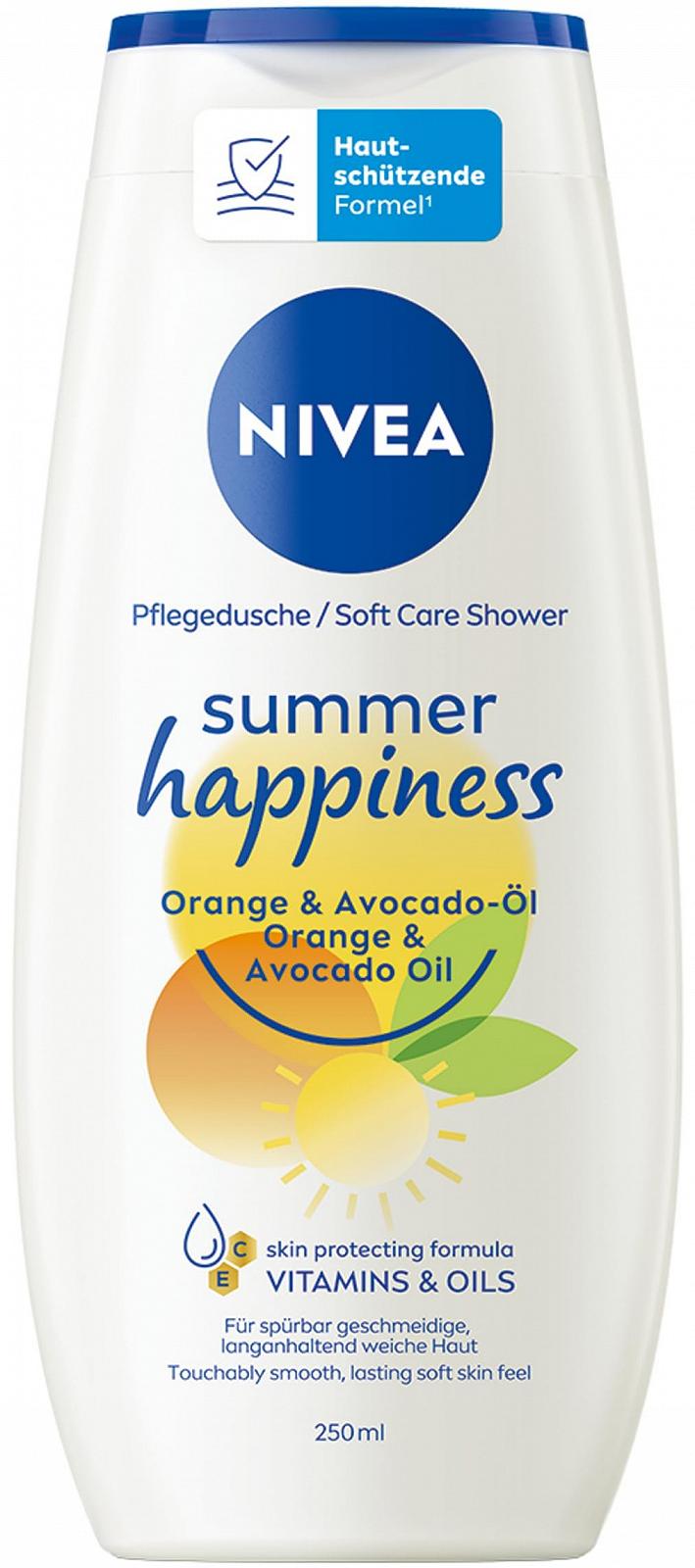 Гель-крем для душа NIVEA Summer Happiness Питательный Цветы апельсина и авокадо 250 мл, фото №1 Гель-крем для душа NIVEA Summer Happiness Питательный Цветы апельсина и авокадо 250 мл, фото №1