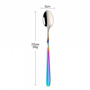 Ложка для лате з нержавіючої сталі 18/10 Gradient Rainbow, набір з 4 ложок з довгою ручкою для морозива та гарячого шоколаду, можна мити в посудомийній машині synthetic.ua - Фото 1