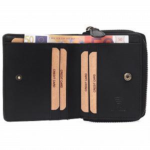 Кошелек Benthill Маленький Из натуральной кожи для мужчин и женщин с RFID защитой, 8 отделений для карт, Тонкий кошелек с подарочной коробкой, Цвет: черный synthetic.ua - Фото 1