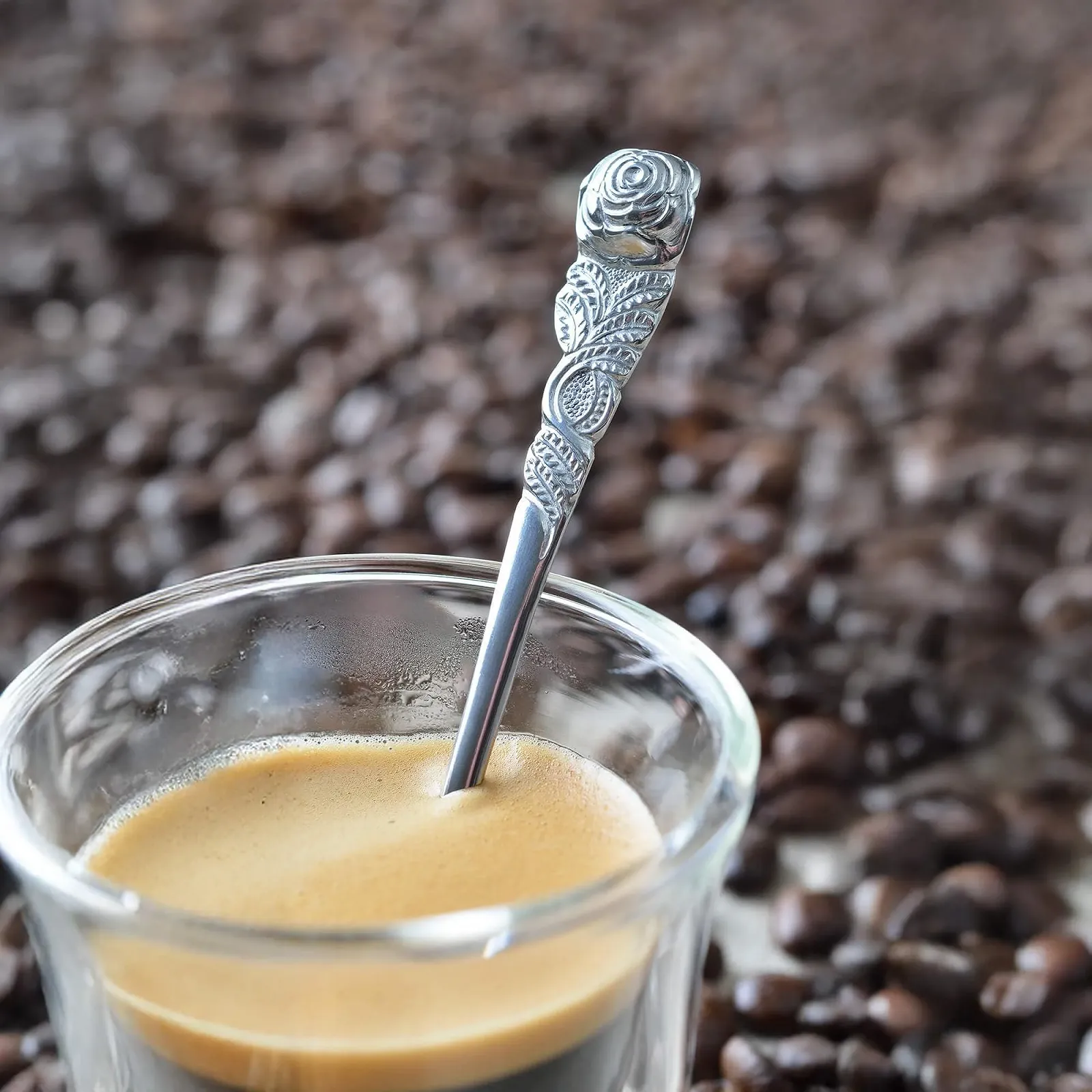 Ложки для эспрессо GRÄWE Набор 6 шт Нержавеющая сталь Розовый декор Серебряный, фото №3