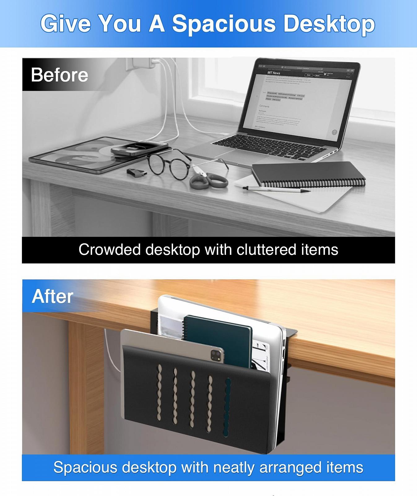 Держатель для ноутбука PC Holder для стола с боковым местом для хранения, однослойный, без держателя для ручек, черный, фото №3 Держатель для ноутбука PC Holder для стола с боковым местом для хранения, однослойный, без держателя для ручек, черный, фото №3