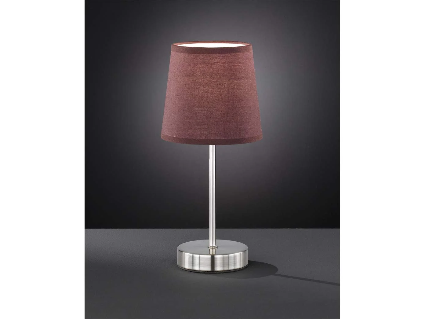 Настільна лампа Classic LED 32 см тканинний абажур 14 см світло-коричнева срібляста основа, фото №2