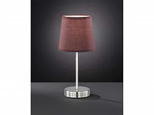 Настільна лампа Classic LED 32 см тканинний абажур 14 см світло-коричнева срібляста основа synthetic.ua - Фото 1