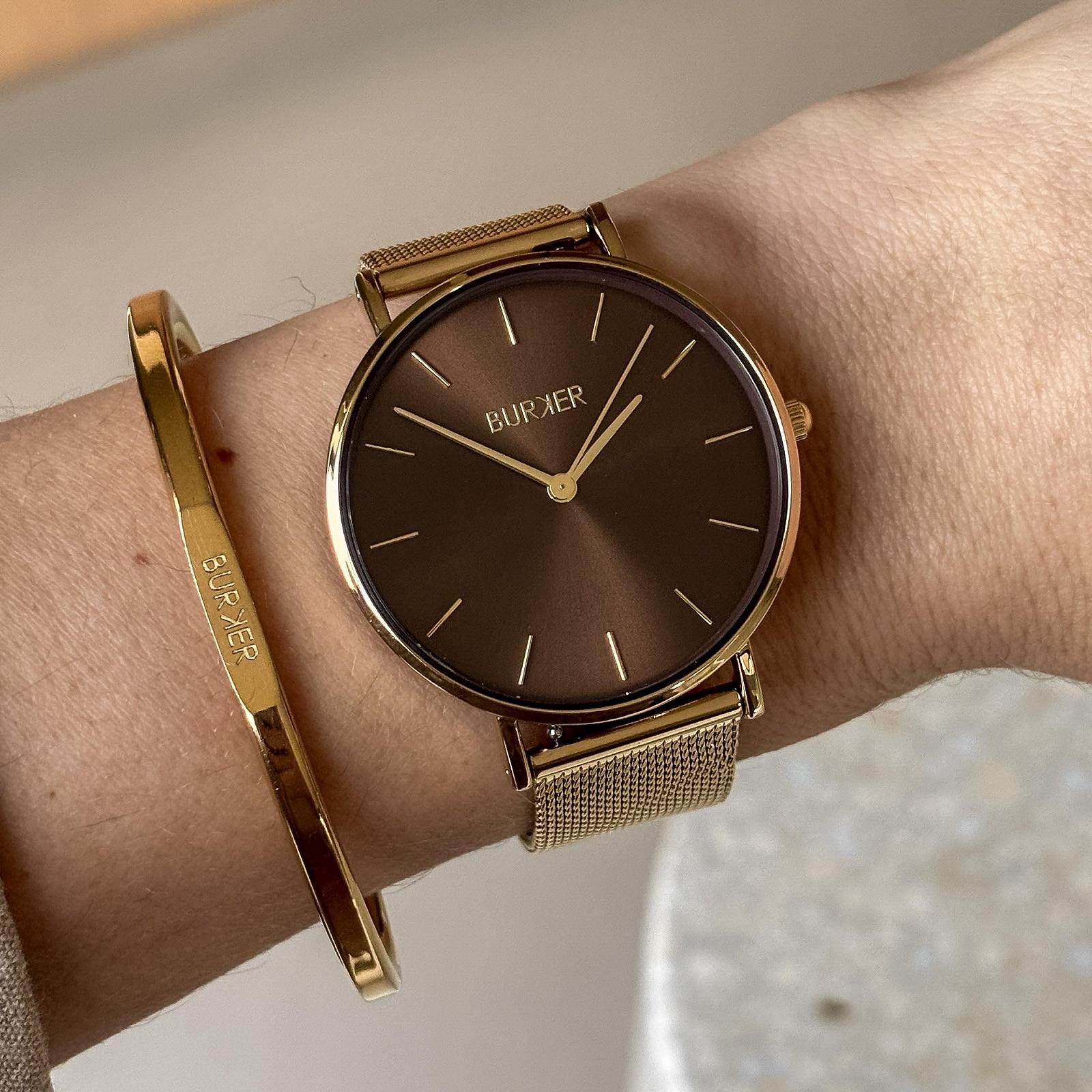 Женские часы BURKER Ruby Round, нержавеющая сталь, круглые, кварцевые, аналоговые, водонепроницаемые 3 ATM, 38 мм, фото №4