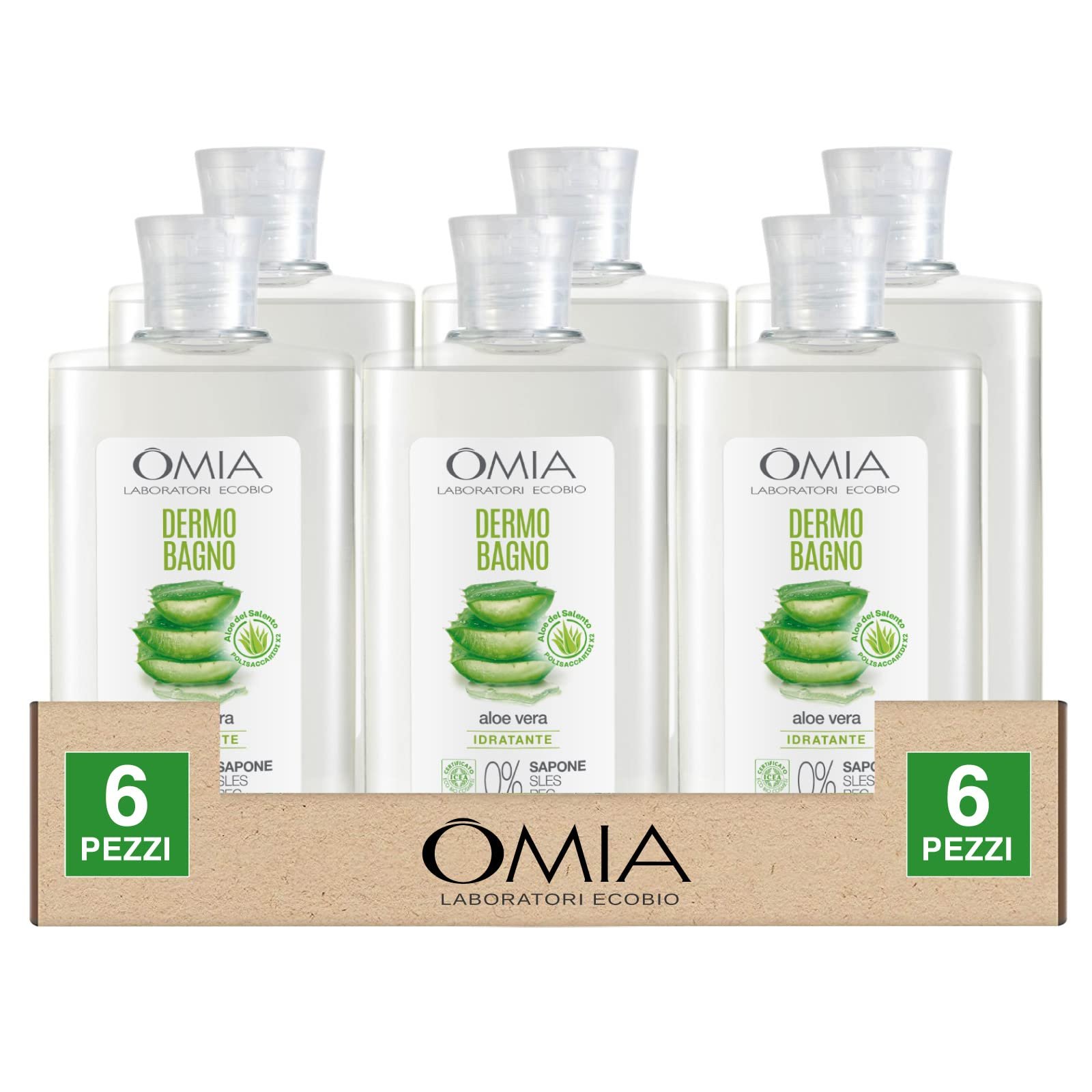 Піна для душу Omia Ecobio Dermo Aloe 6 шт по 400 мл, фото №1