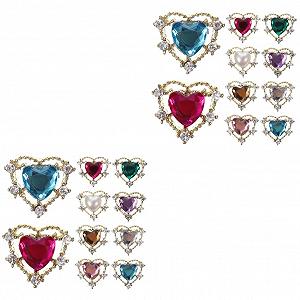 Украшения для ногтей в форме сердца FRCOLOR, маникюрные украшения, патчи, стразы для ногтей, подвеска в форме сердца для ногтей, цинковый сплав, 3D кристаллы, набор - Фото 1