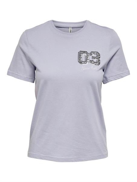 Футболка ONLKITA REG COLLEGE TOP BOX JRS 15249486-Cosmic Sky-Print:3 ONLY Бузковий XL, фото №1