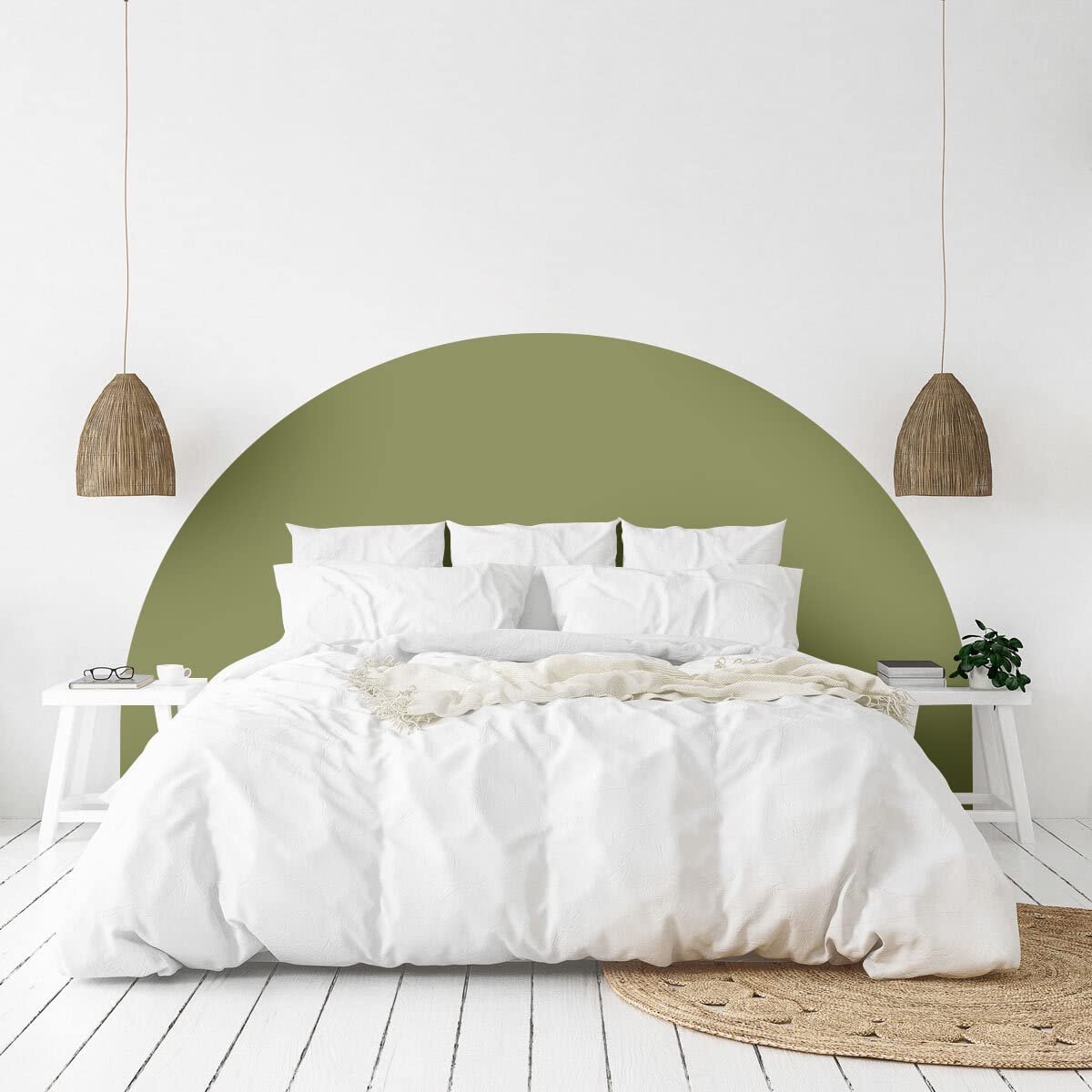 Наклейка на стіну Mood Напівкругла Самоклейна L200 x H150 см Оливково-зелена, фото №3
