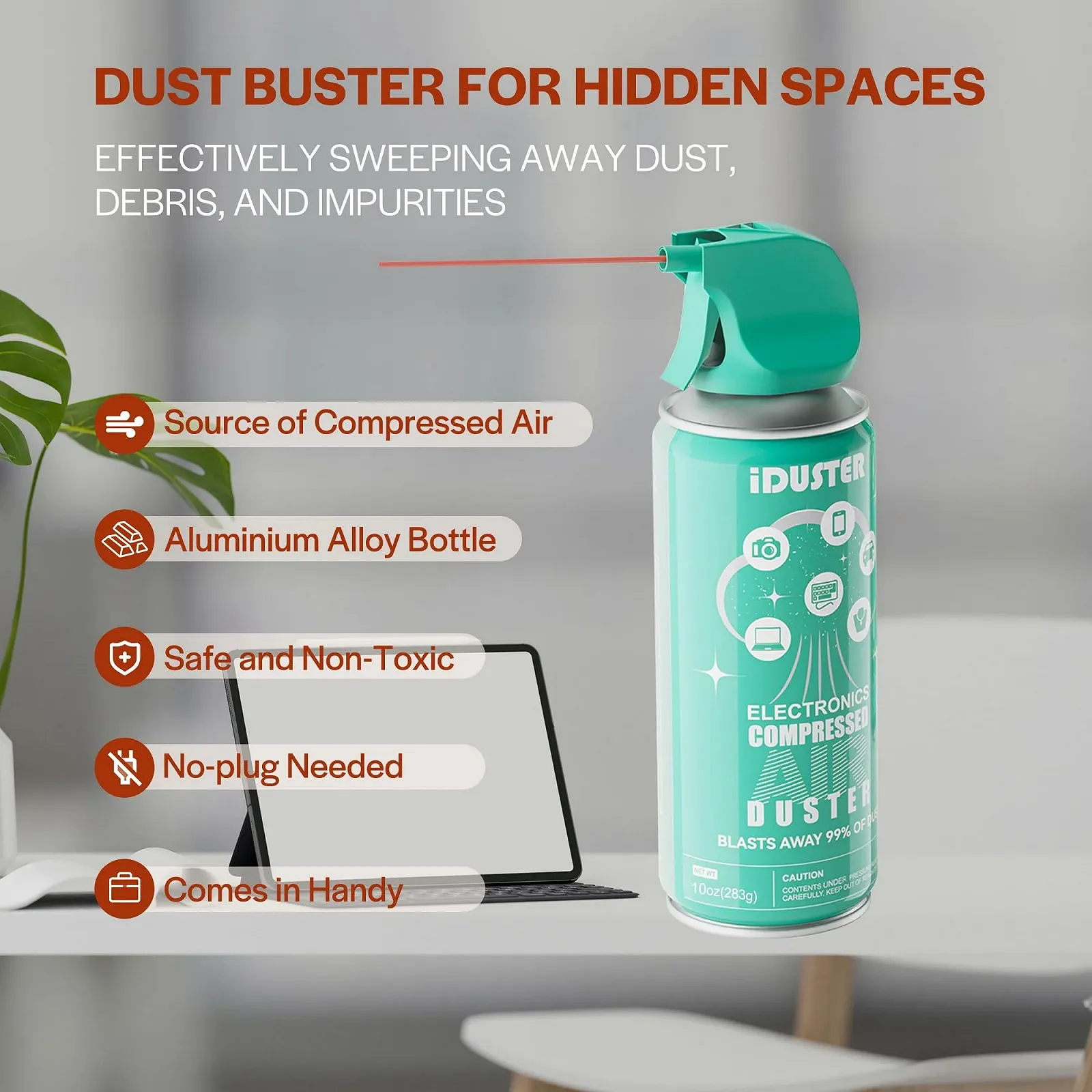 Стиснене повітря iDuster 3 штуки (10 унцій) для електроніки, фото №3 Стиснене повітря iDuster 3 штуки (10 унцій) для електроніки, фото №3