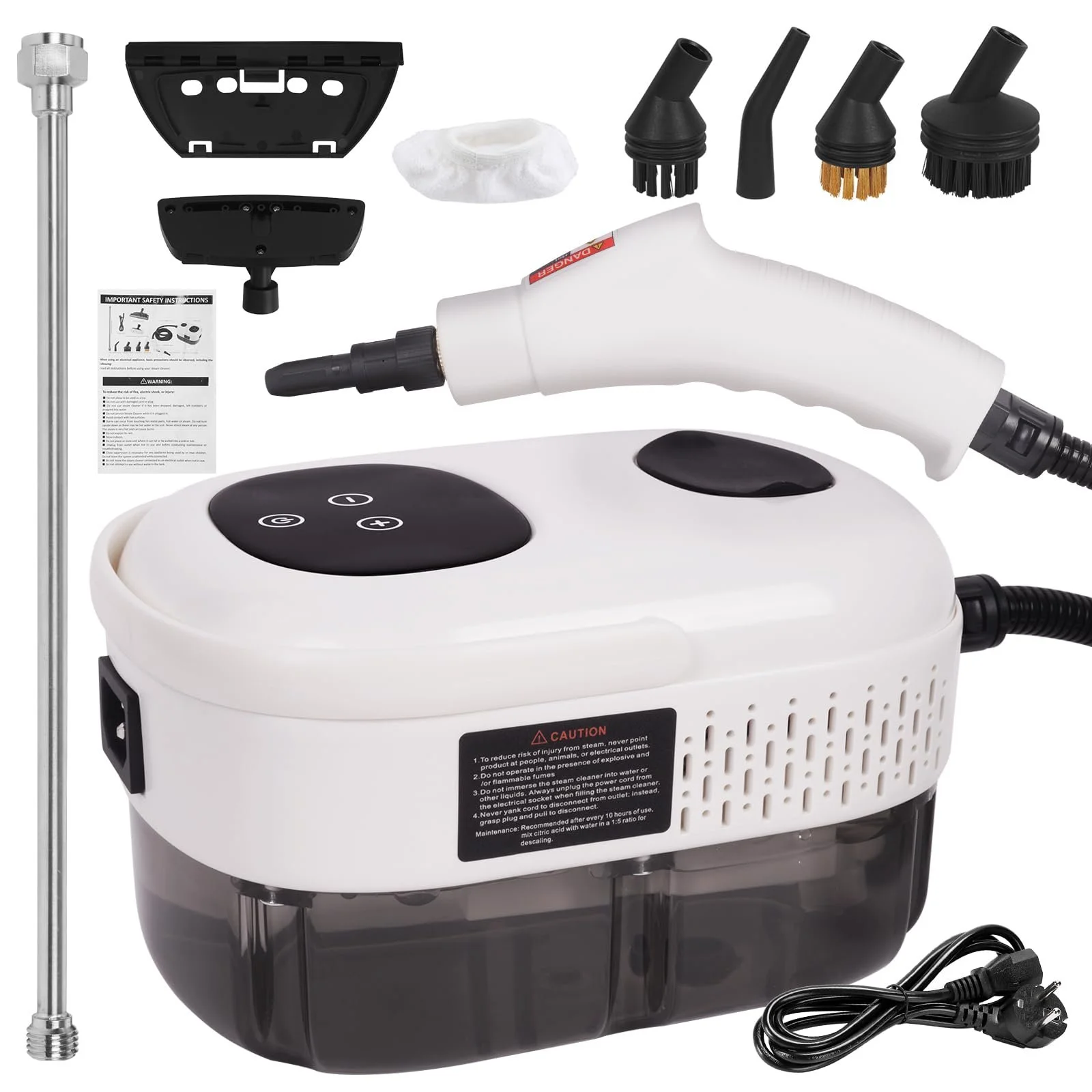 Пароочисник ручний 2500 W 1000 ml 6 швидкостей 5 типів щіток для кухні меблів підлоги ванної та авто вікон, фото №1 Пароочисник ручний 2500 W 1000 ml 6 швидкостей 5 типів щіток для кухні меблів підлоги ванної та авто вікон, фото №1