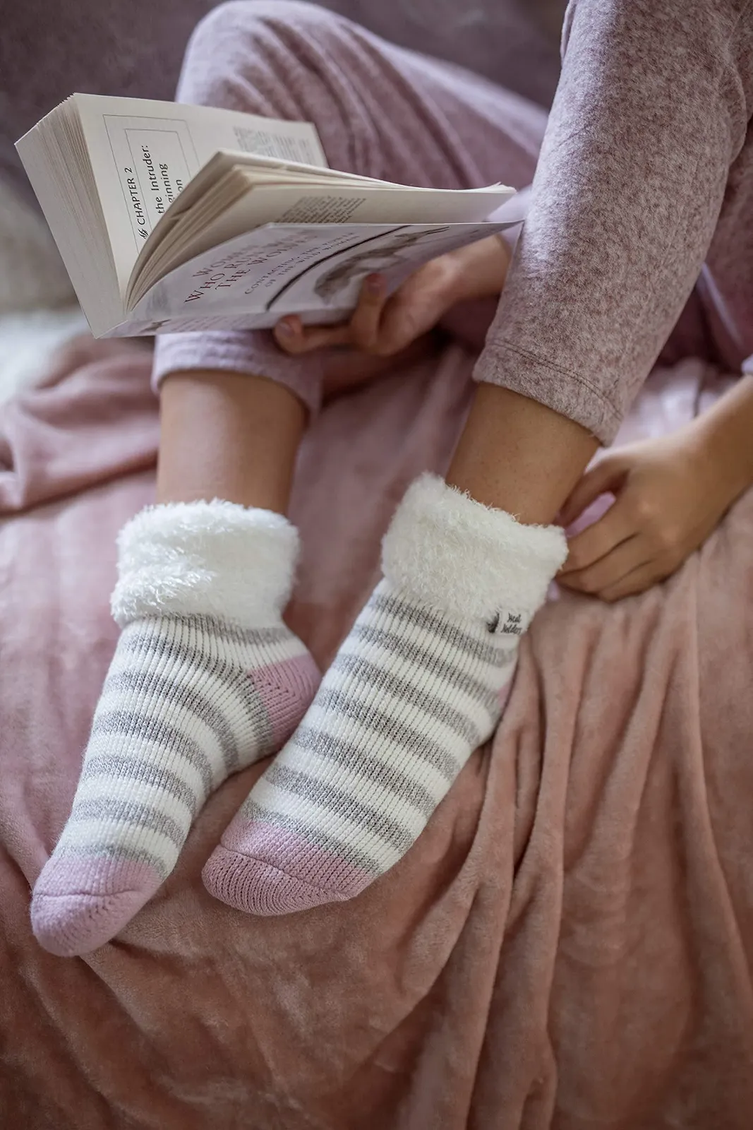 Теплые носки женские флисовые пушистые в полоску термоноски Heat Holders, фото №4