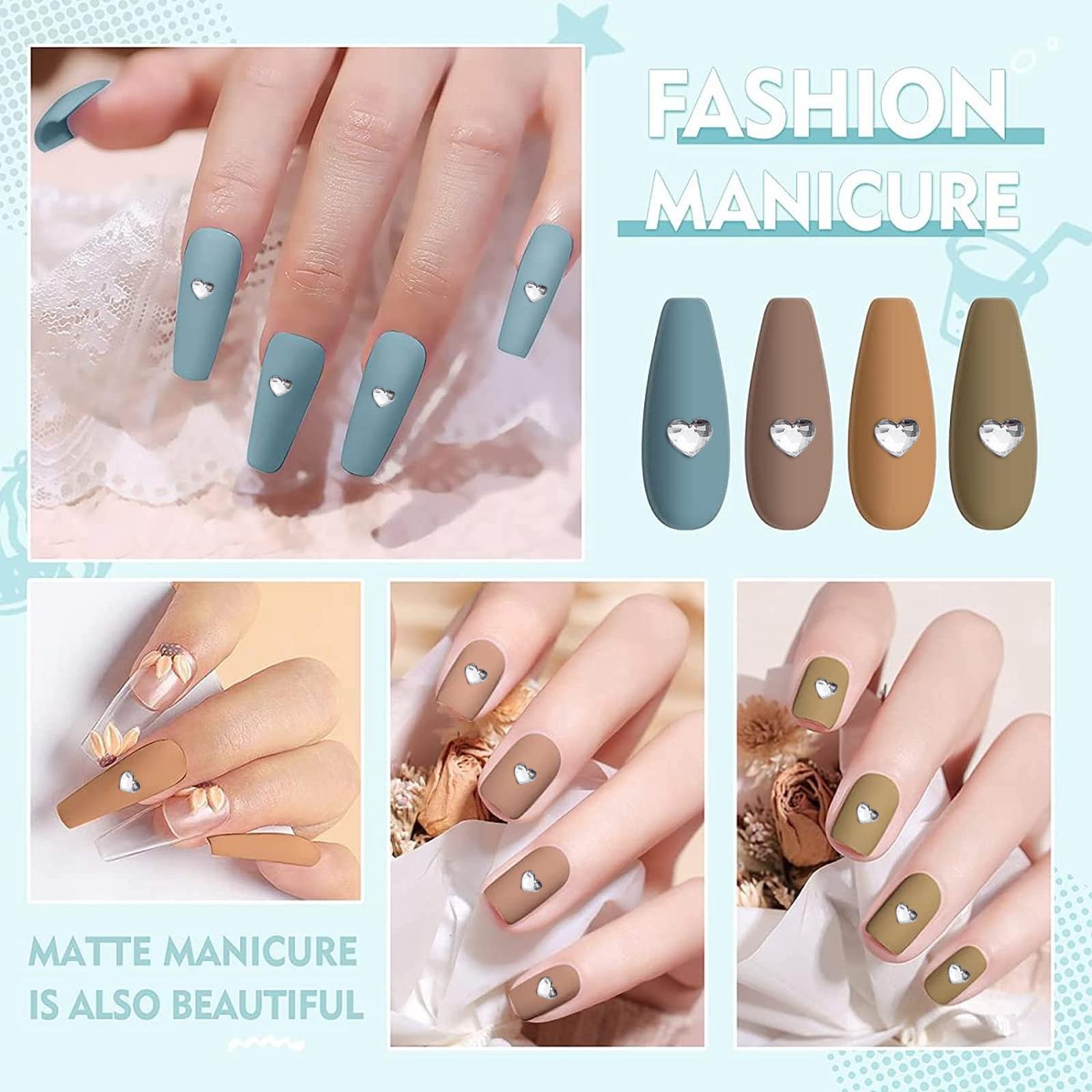 Стразы для ногтей Сердце, Разный размер, Белые, фото №4