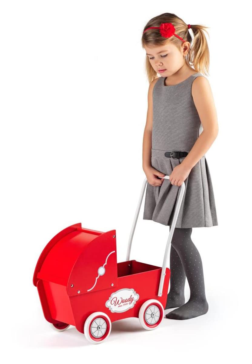 Дерев'яний Візочок Ляльок до 40 см Червоний, фото №3