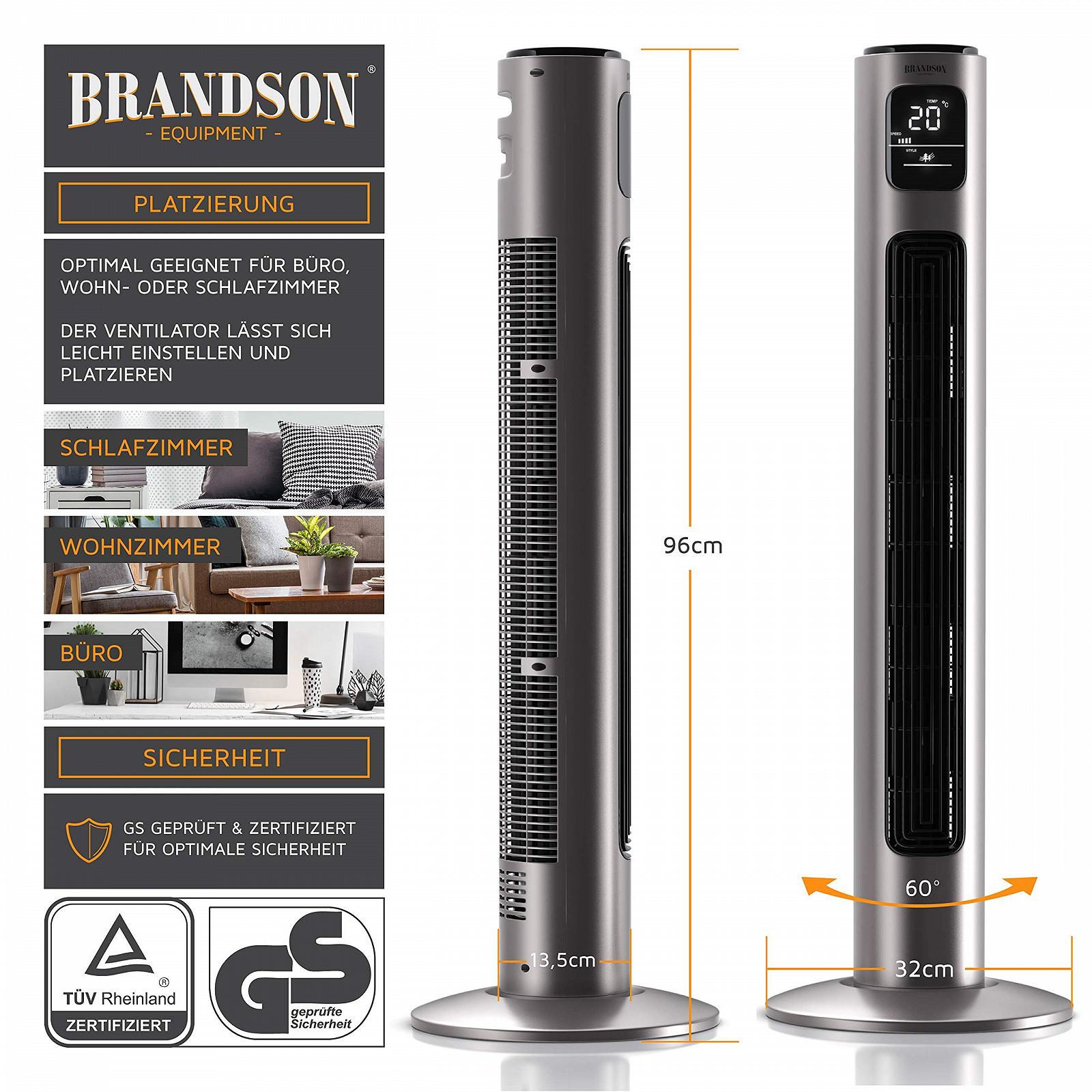 Вентилятор Колонный Brandson 96 см Титаново-серый, фото №3