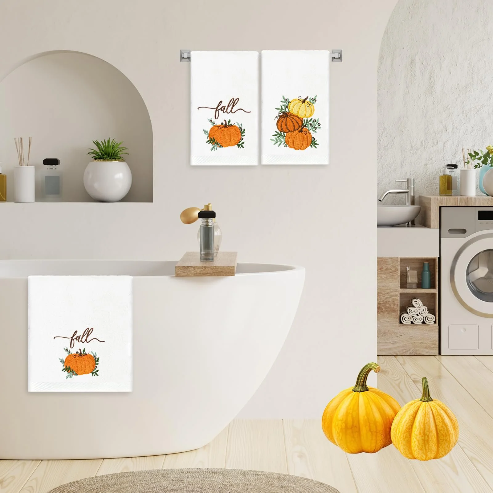 Рушники набір 2 шт. Embroidered Towel Stacked Pumpkin 75x34см, фото №7