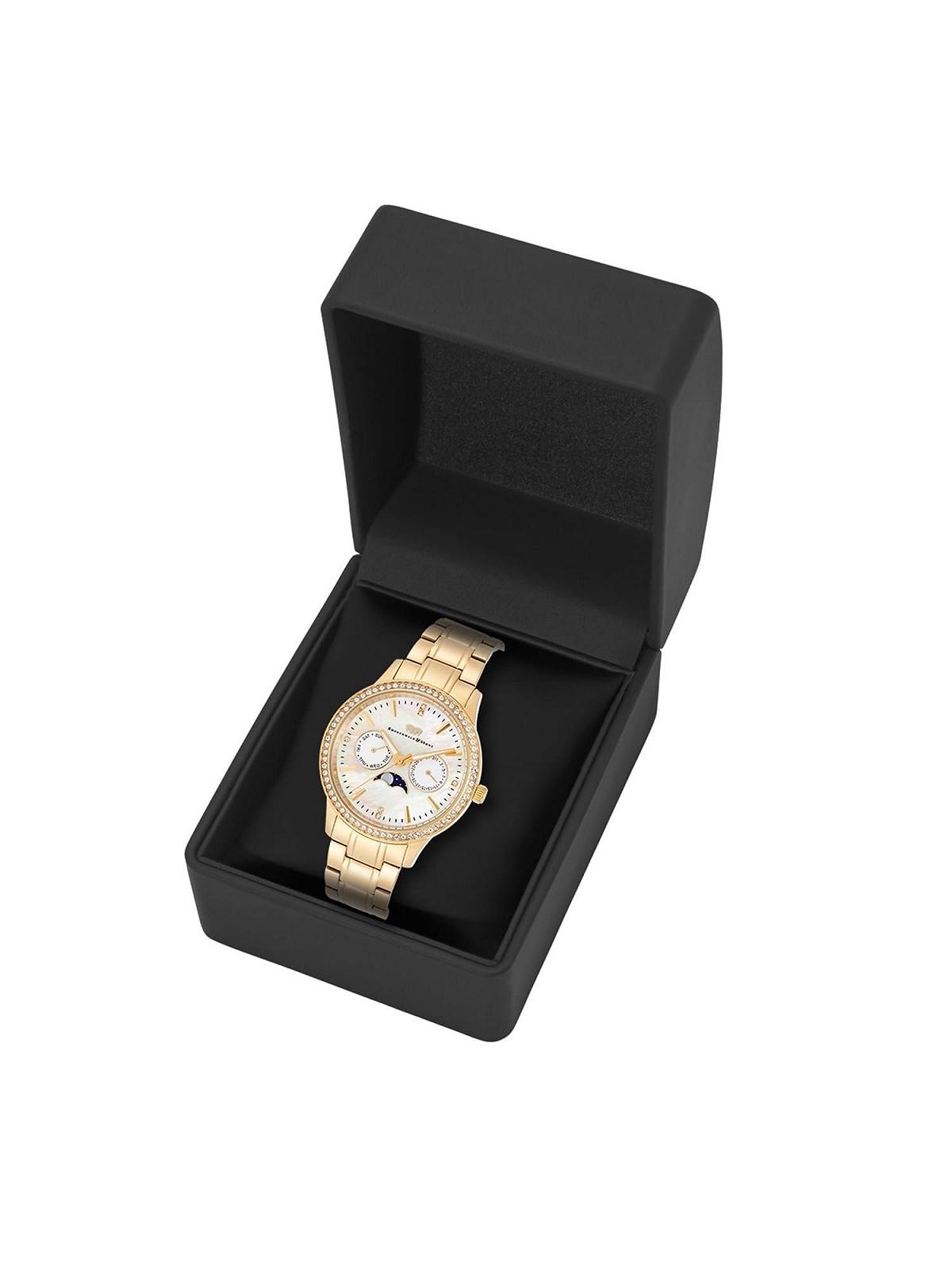 Женские часы Rhodenwald & Söhne Кварцевые Аналоговые Многофункциональные 10010438 С браслетом из нержавеющей стали Желтое Золото Украшенные кристаллами, золотистый, Без мотива, фото №5