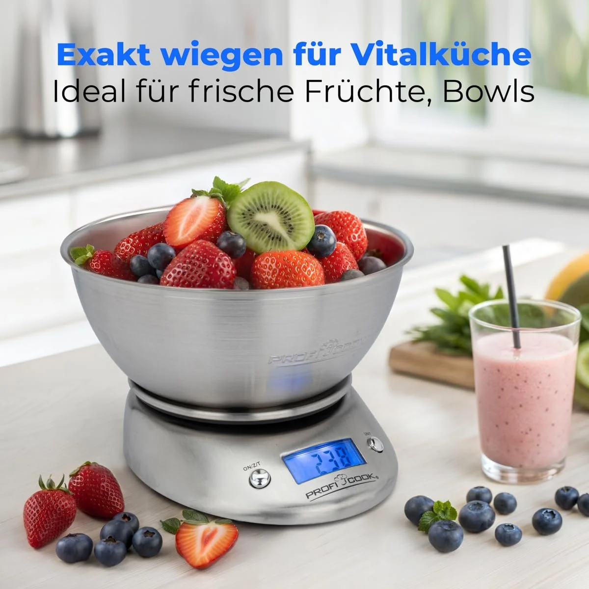 Цифрові кухонні ваги ProfiCook PC-KW 1040 Нержавіюча сталь з чашею 5 кг, фото №6