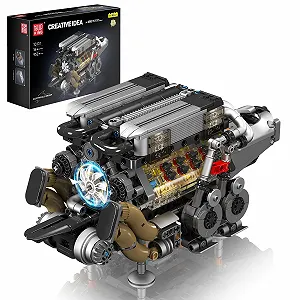 Конструктор Двигатель Mould King Technik W16 Модель двигателя, блокирующие блоки, имитационные двигатели с четырьмя турбокомпрессорами Набор для взрослых (952 детали) - Фото 1