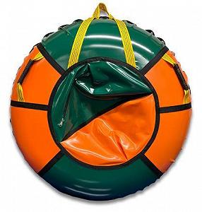 Надувной тюбинг диаметром 100см для катания по снегу ватрушка плюшка надувные санки ПВХ 900г/м2 Оранжево-зеленый - Фото 1