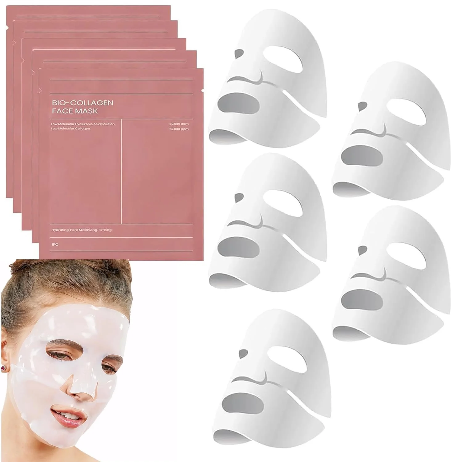 Маска для обличчя Organic Collagen для глибокого зволоження, антивікова, 5 шт, фото №8