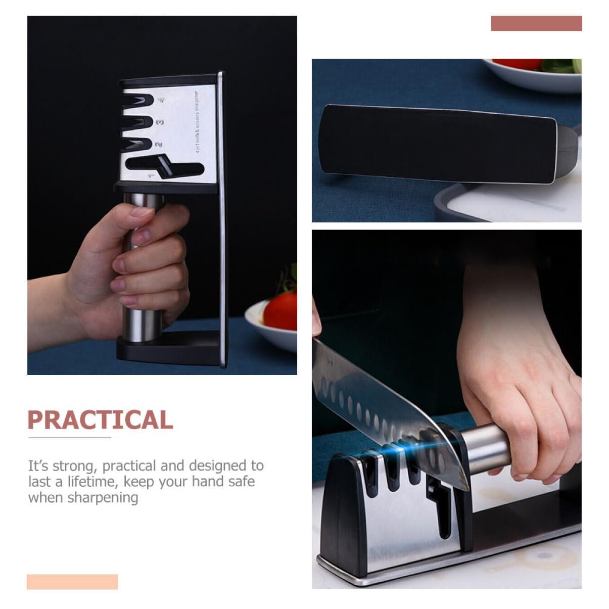 Точилка для кухонных ножей ручная настольная эргономичная, фото №5