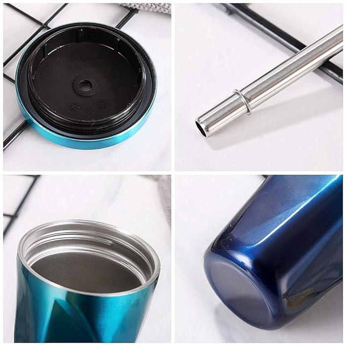 Металлический стакан с трубочкой Diamond 500 мл градиент синий, фото №4