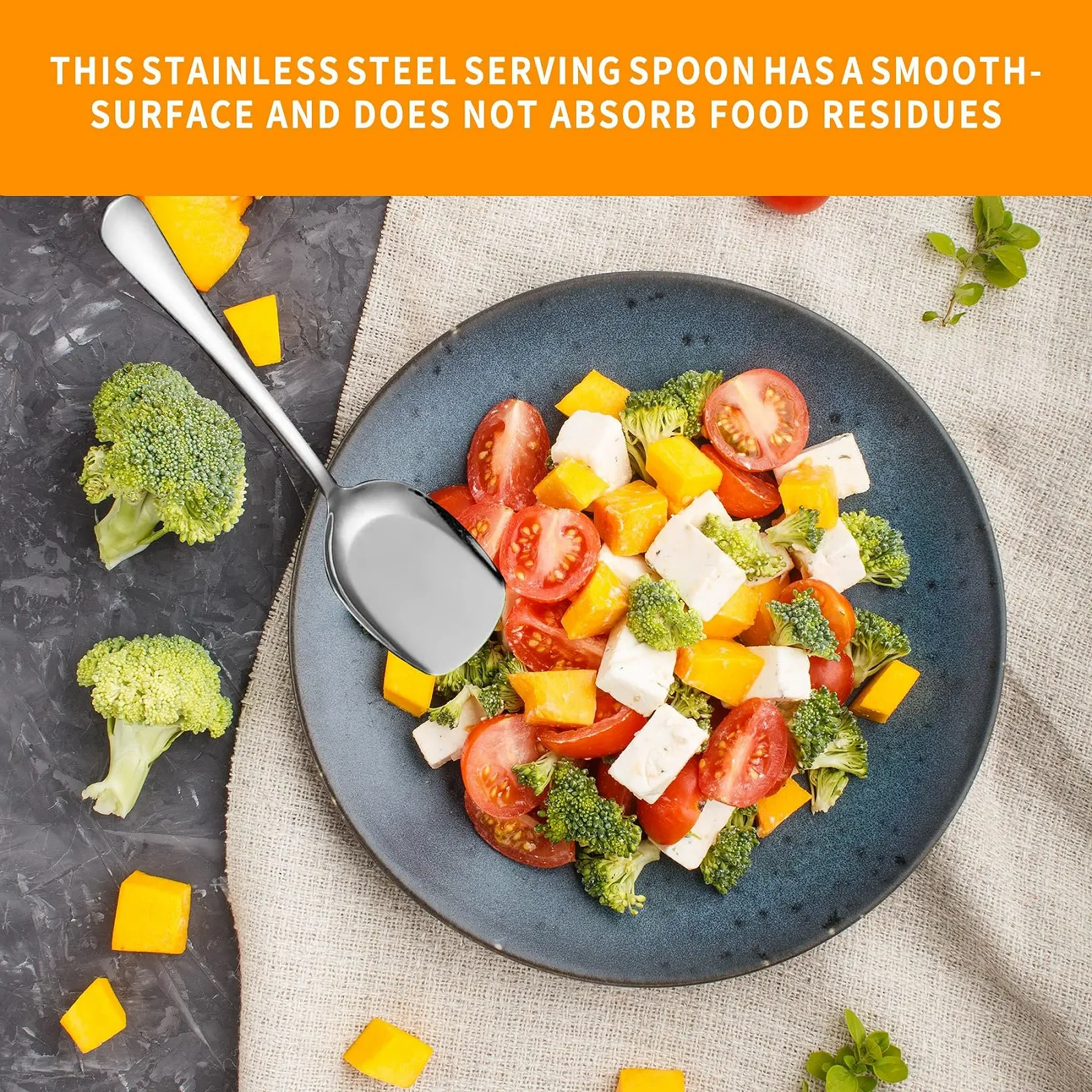 Ложка для сервірування з нержавіючої сталі Сріблястий, набір з 3 штук, фото №8