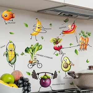 Наклейка на стіну HGDESIGN Funny Vegetables Fruit для кухні та їдальні (A) - Фото 1
