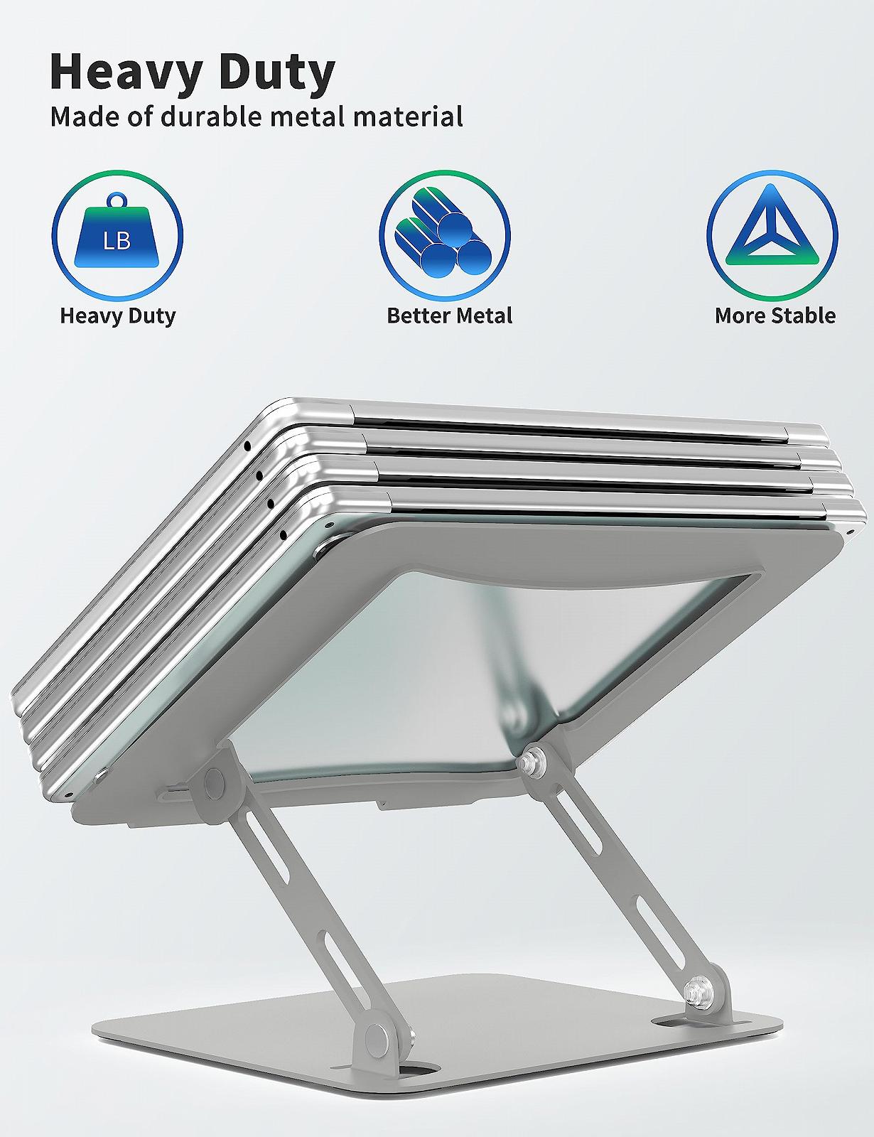 Подставка для ноутбука SOUNDANCE Регулируемая, портативная, эргономичная конструкция, металлический держатель для компьютера, совместима с ПК 10,6 дюймов, серебристо-серая, фото №5 Подставка для ноутбука SOUNDANCE Регулируемая, портативная, эргономичная конструкция, металлический держатель для компьютера, совместима с ПК 10,6 дюймов, серебристо-серая, фото №5