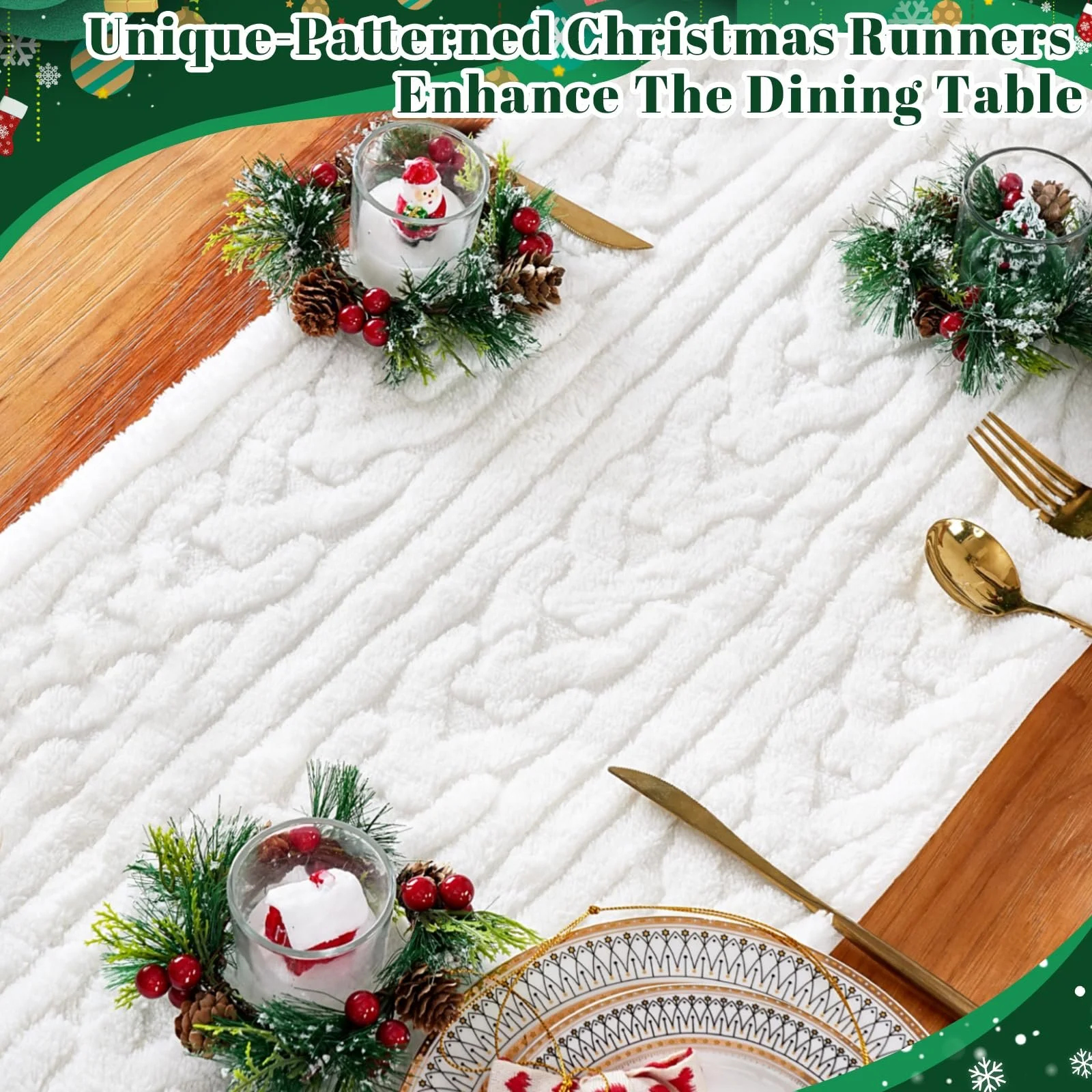 Ранер для столу Christmas 35 x 183 см Білий, фото №5