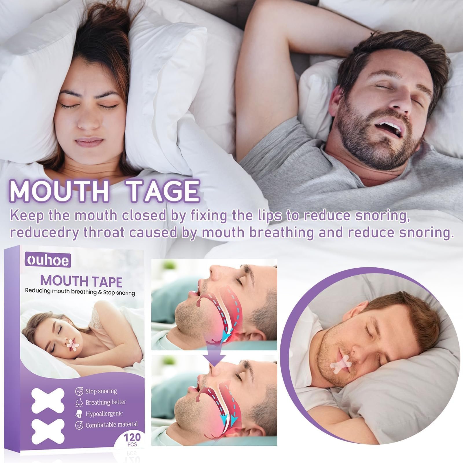 Пластыри для рта для сна, 120 шт., фото №6