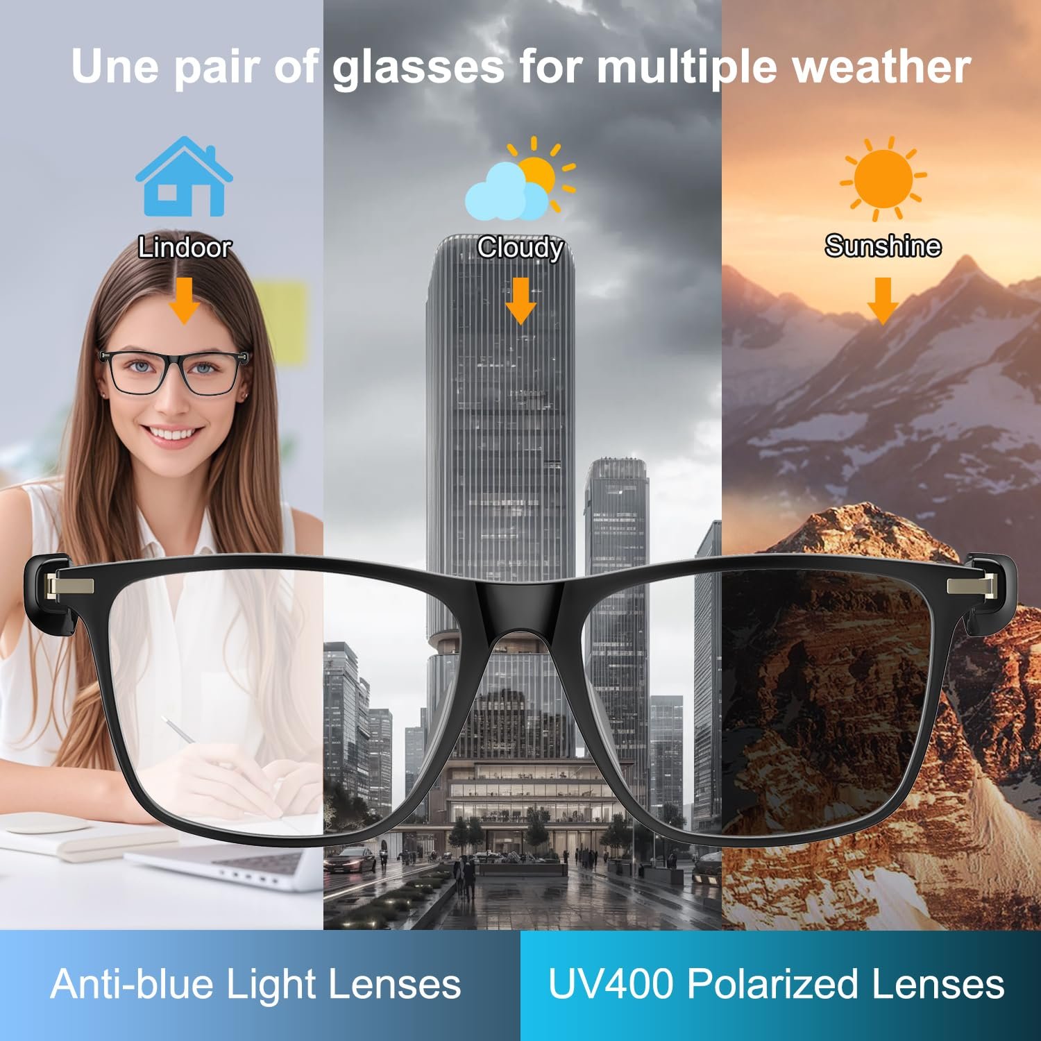 Умные очки Bluetooth AI с поддержкой более 160 языков, линзы, фото №4