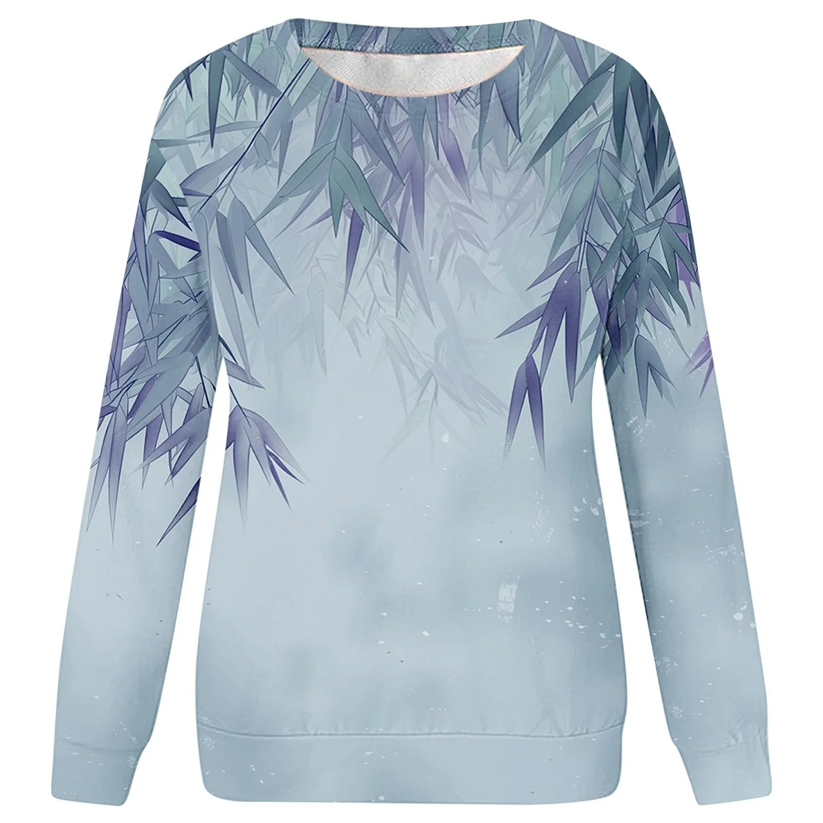 Пуловер Komiseup Однотонный Женский Свитшот Oversized Круглый вырез Длинный рукав Осень Зима Пуловер Элегантный Цветочный принт Лонгшерт Свободный Повседневный Спортивный свитшот для девушек-подростков без капюшона 09, фото №4