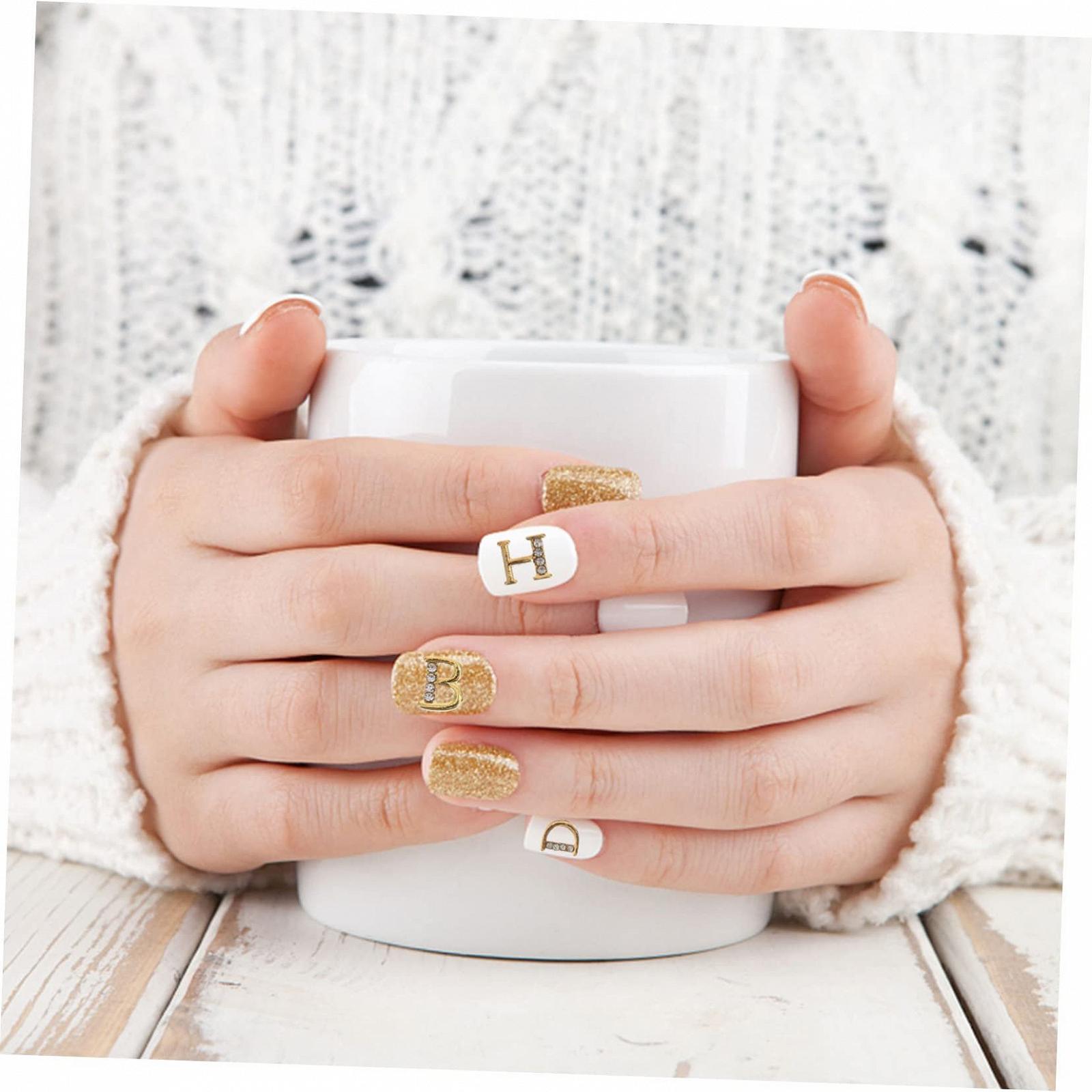 FRCOLOR 2 коробки Аксессуары для ногтей Металлическое украшение Металлические украшения для ногтей Буквенные подвески для ногтей Хрустальное украшение для скрапбукинга 3D Стразы для маникюра, фото №2