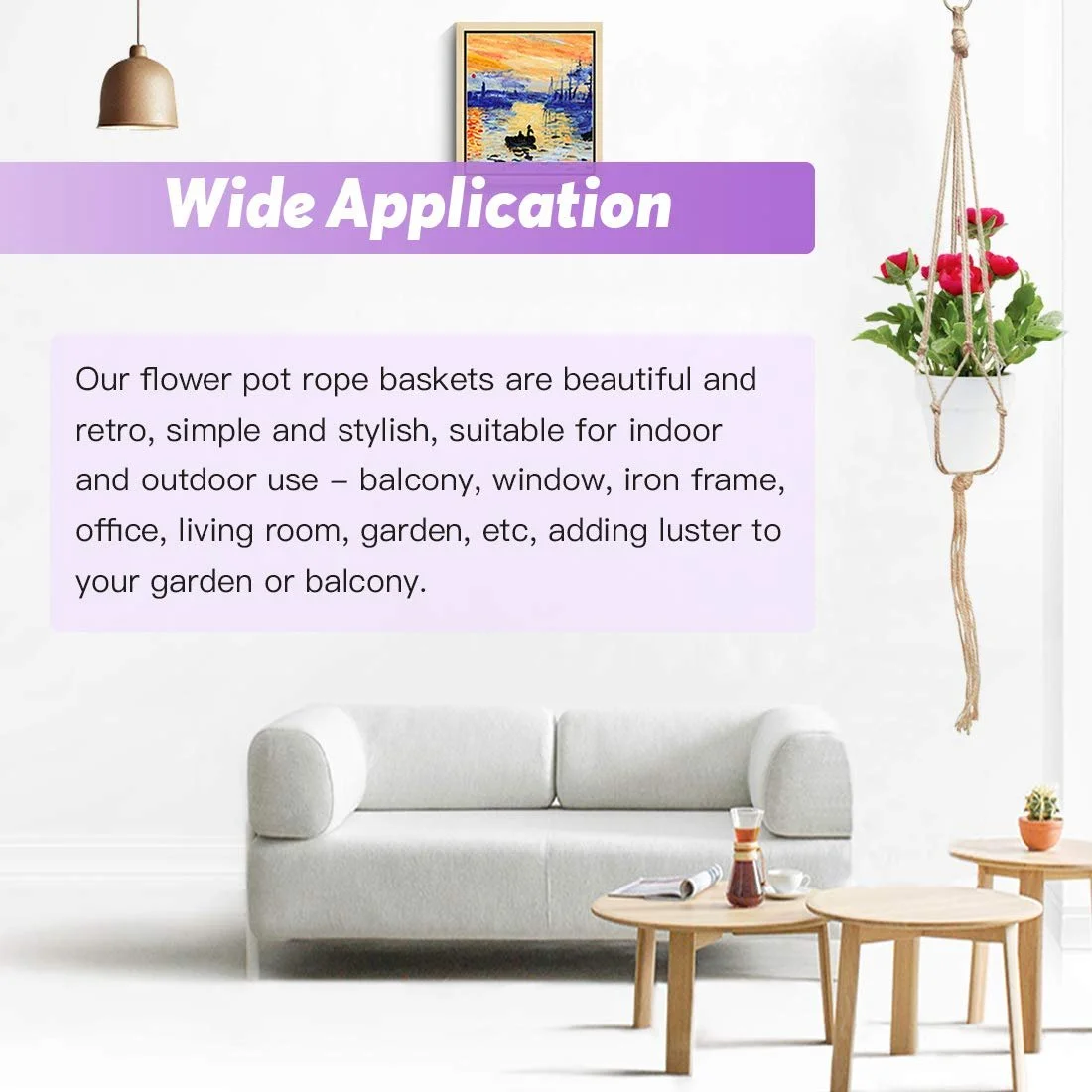 Подвесное кашпо макраме Swpeet 6 шт. Натуральный, фото №5