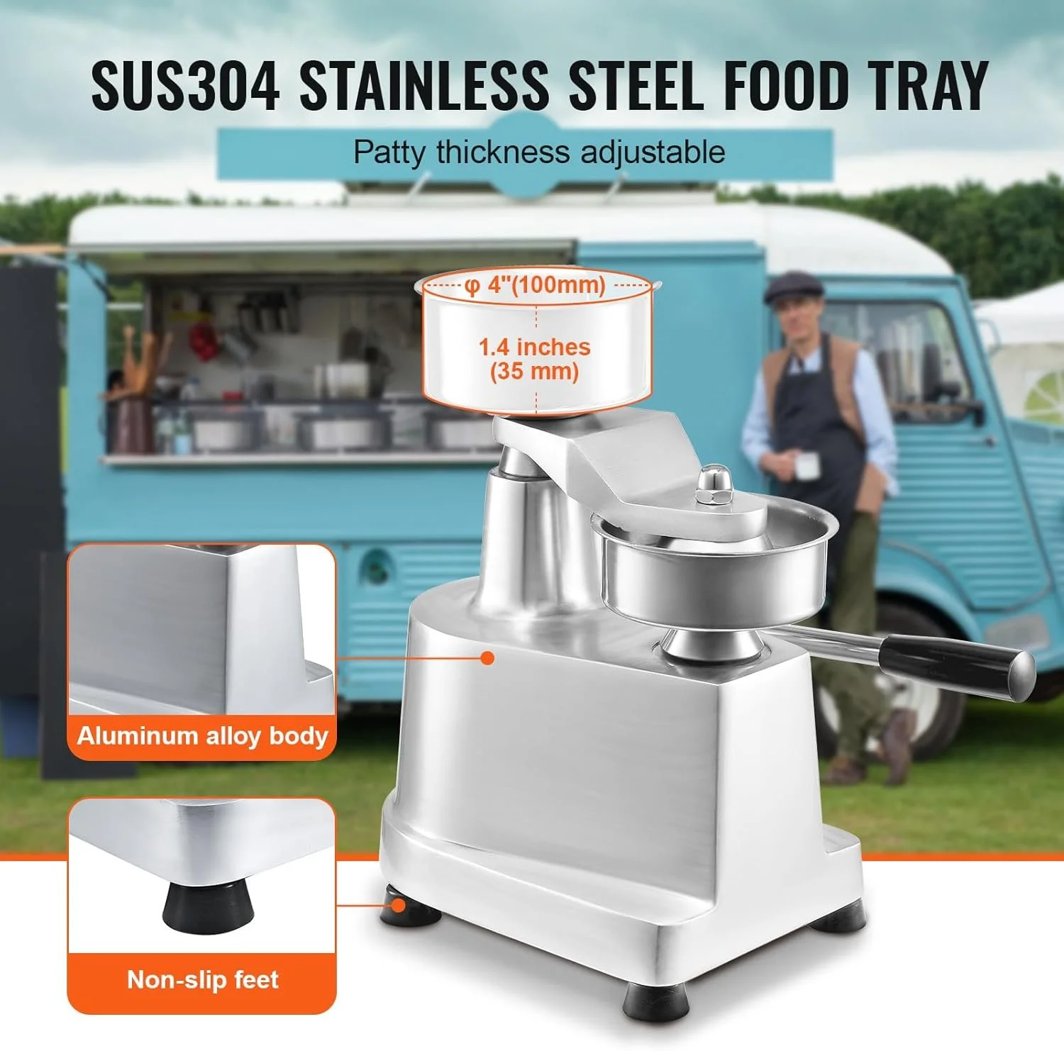 Ручной пресс для гамбургеров Vevor JKH-100 /  Silver, фото №3