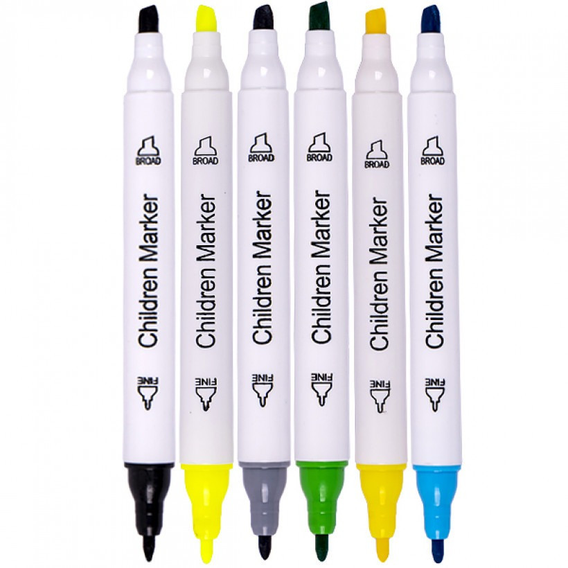Набір фломастерів двосторонніх 18 кольорів Children Marker 190-18 в пластиковому боксі, фото №4