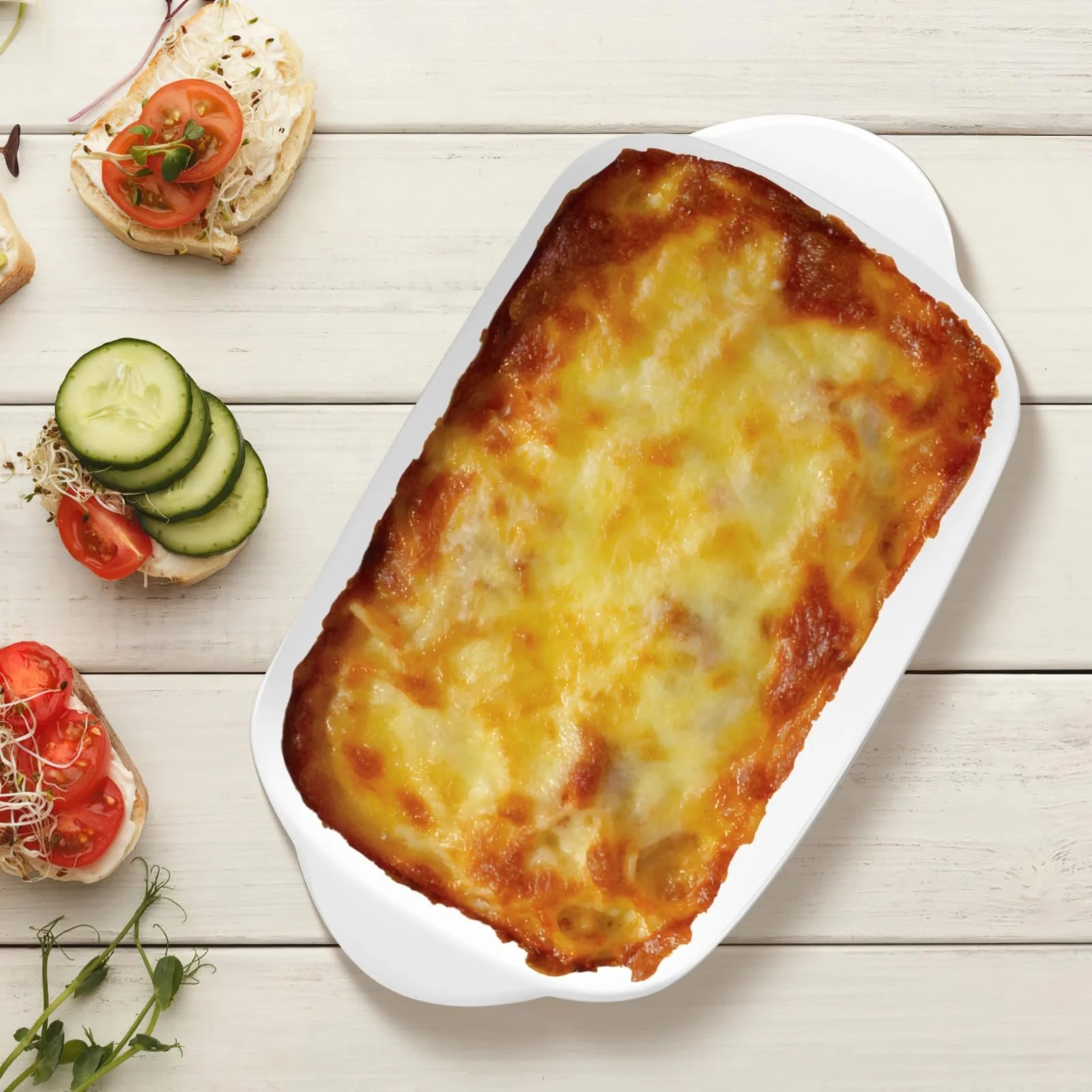 Набір форм для запікання керамічних (2 шт) з двома ручками White, фото №4