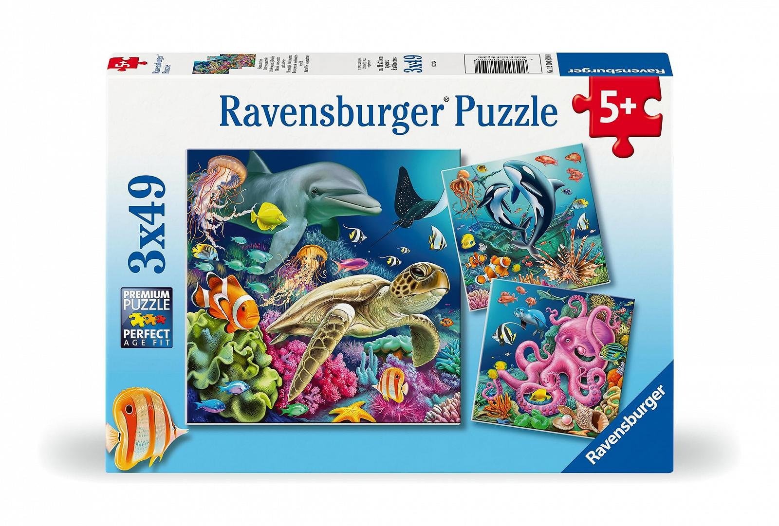 Дитячий пазл Ravensburger Enchanting Underwater World 12000859 3 x 49 деталей від 5 років, фото №1