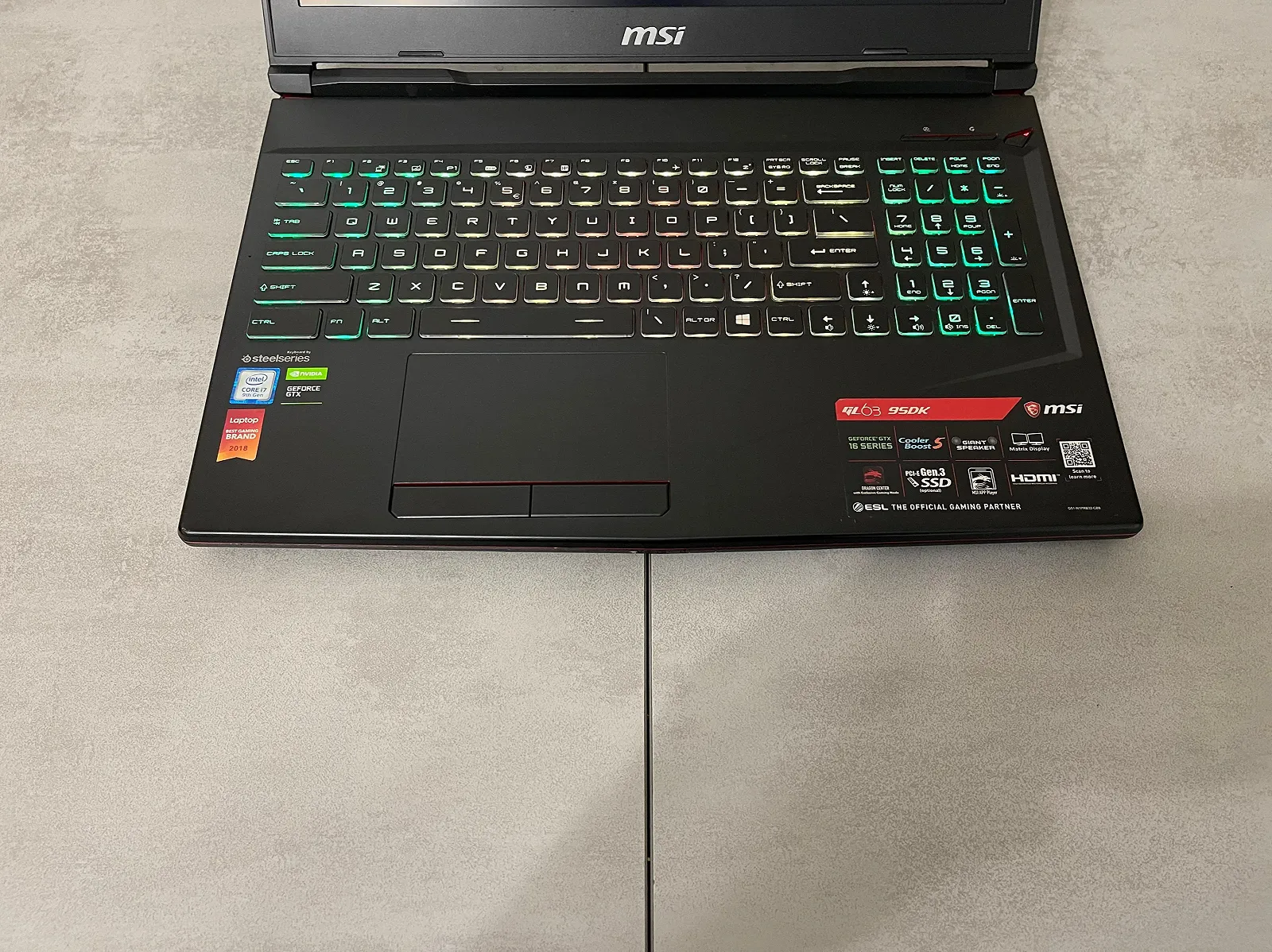 Игровой ноутбук MSI GL63 9SDK-840US, 15,6" FHD IPS 120Hz, i7-9750H, 16GB, 512GB SSD, nVidia GeForce GTX 1660 Ti 6GB, фото №5