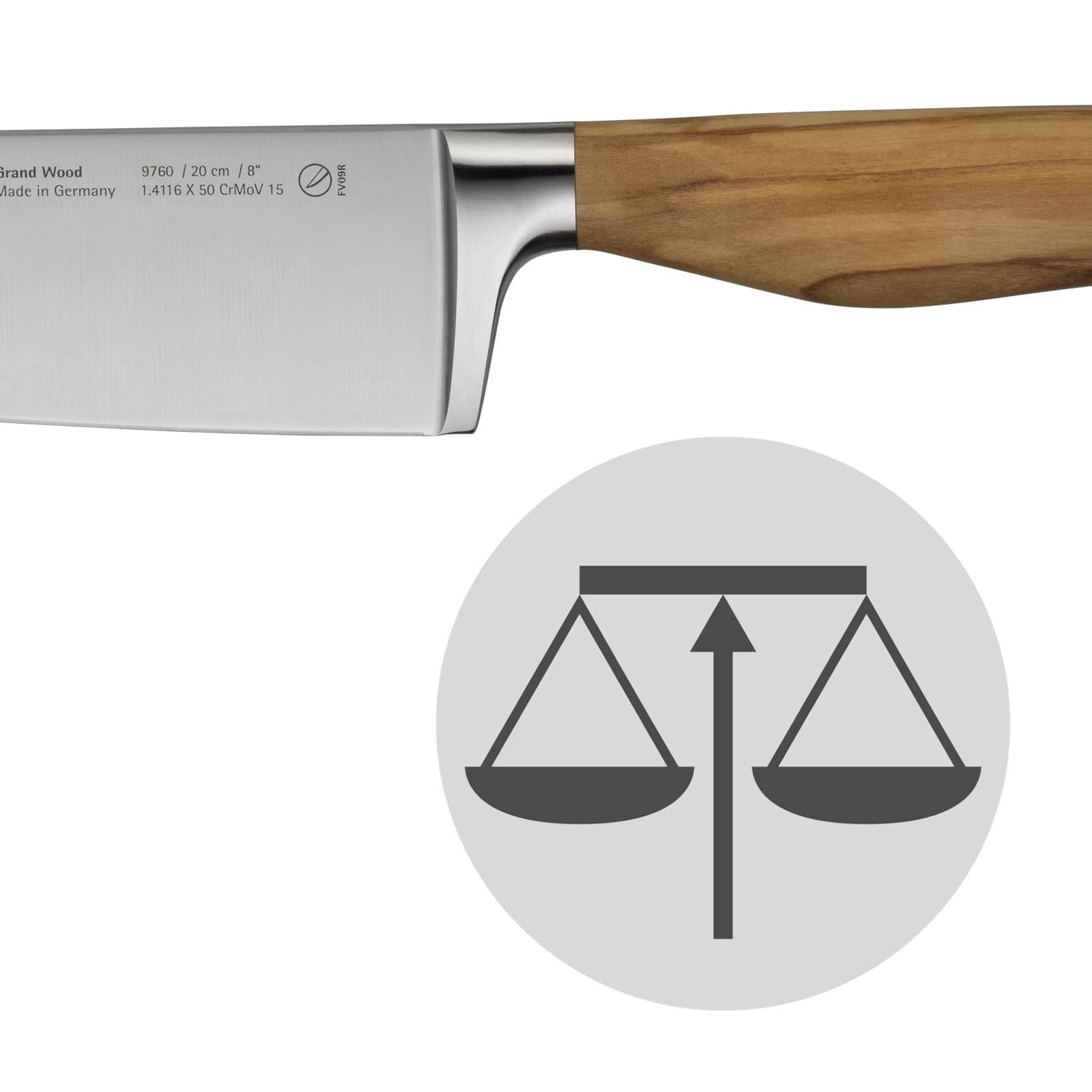 Набір ножів WMF Grand Wood 3 штуки Ніж Дерев'яна ручка Виробництво Німеччина Оливкове дерево Кований Кухонний Ніж Особлива сталь, фото №7