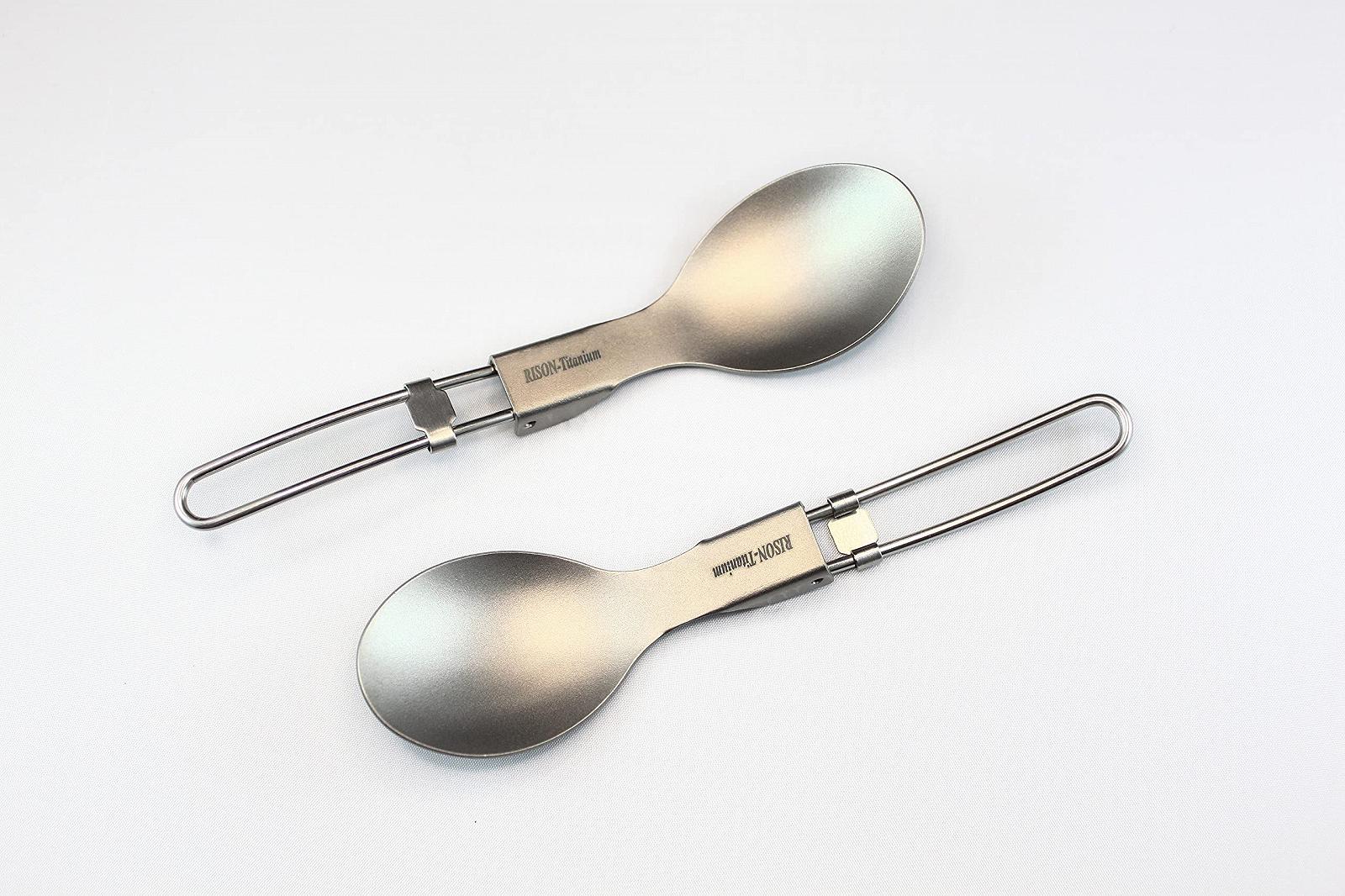 Ложка RISON-Titanium складана ультралегка високоякісна 2 шт. для кемпінгу, риболовлі, туризму, фото №2