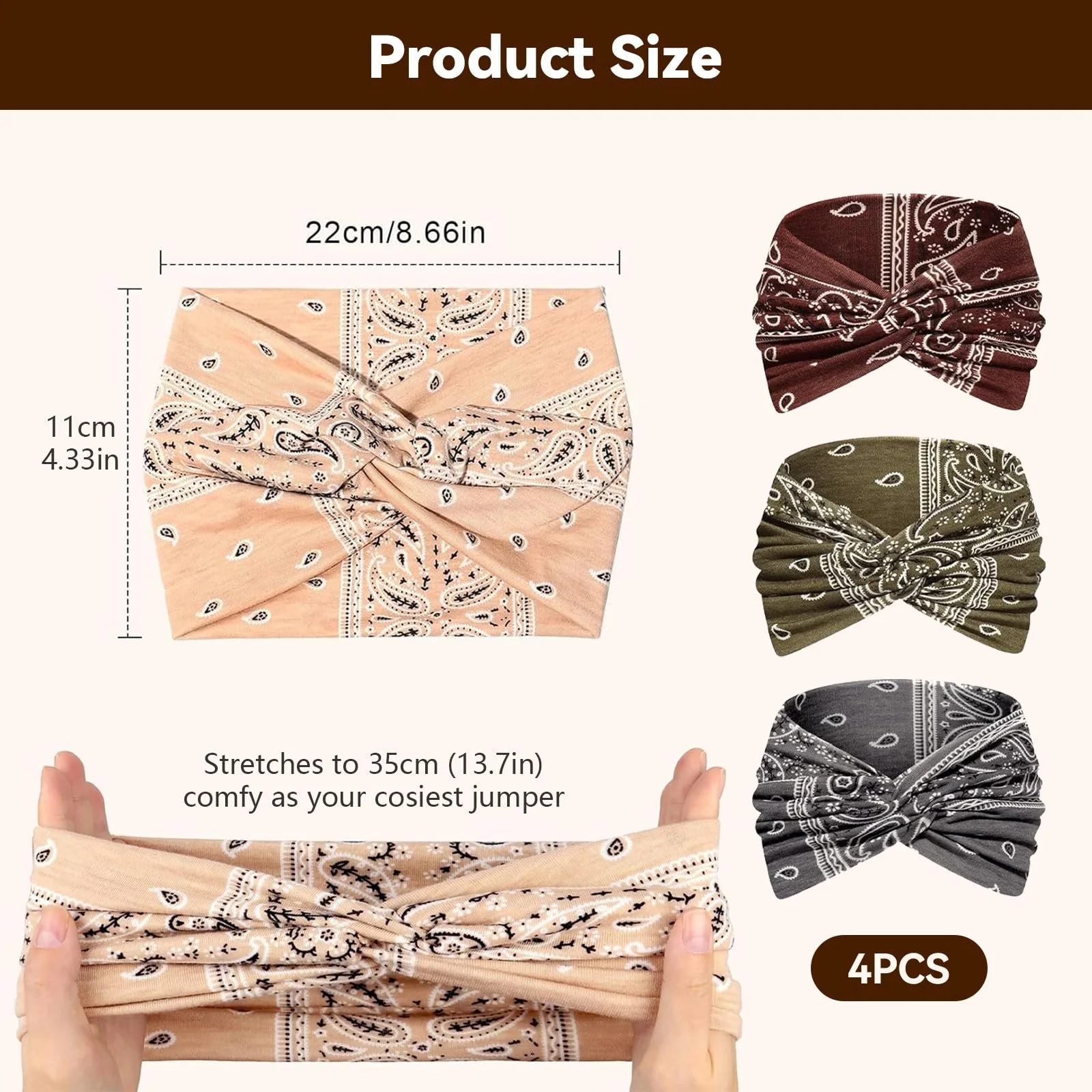 Набір з еластичних м'яких пов'язок для волосся жіночих, фото №2