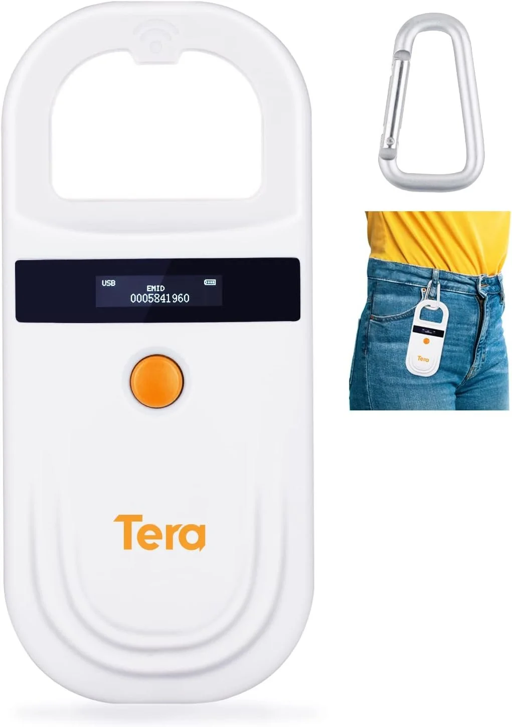 Сканер мікрочіпів для домашніх тварин Tera 180 Білий/Оранжевий, фото №3